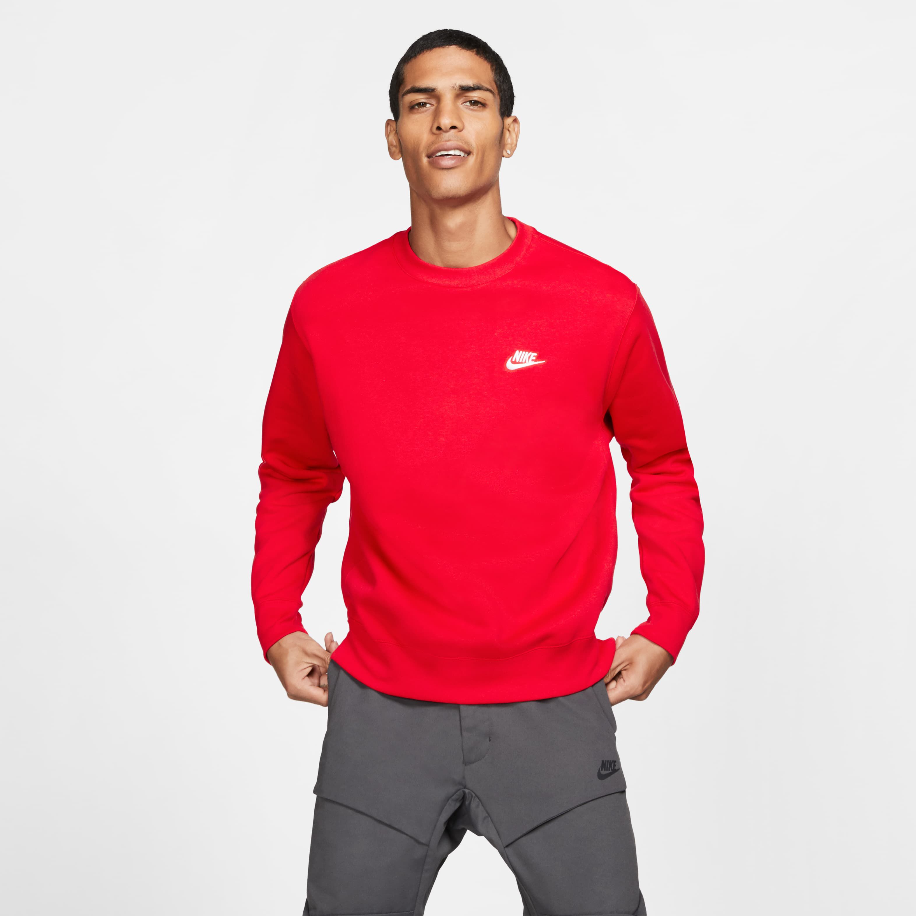 【NIKE】 Club Fleece Men's Crew☆ Red★追跡可 Buy Nike Sportswear Club Fleece Men's Crew - University Red
