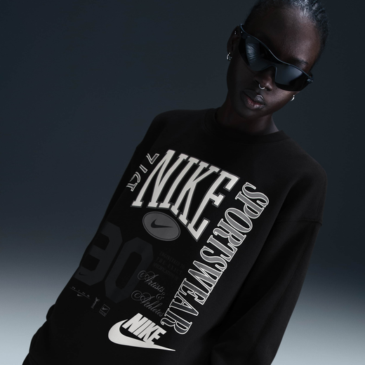 売れ筋商品|||ナイキ カットソー トップス レディース Sportswear Women's Oversized Crewneck French Terry Sweatshirt Black/sail W+NSW+NK+CHILL+FT+CREW.png