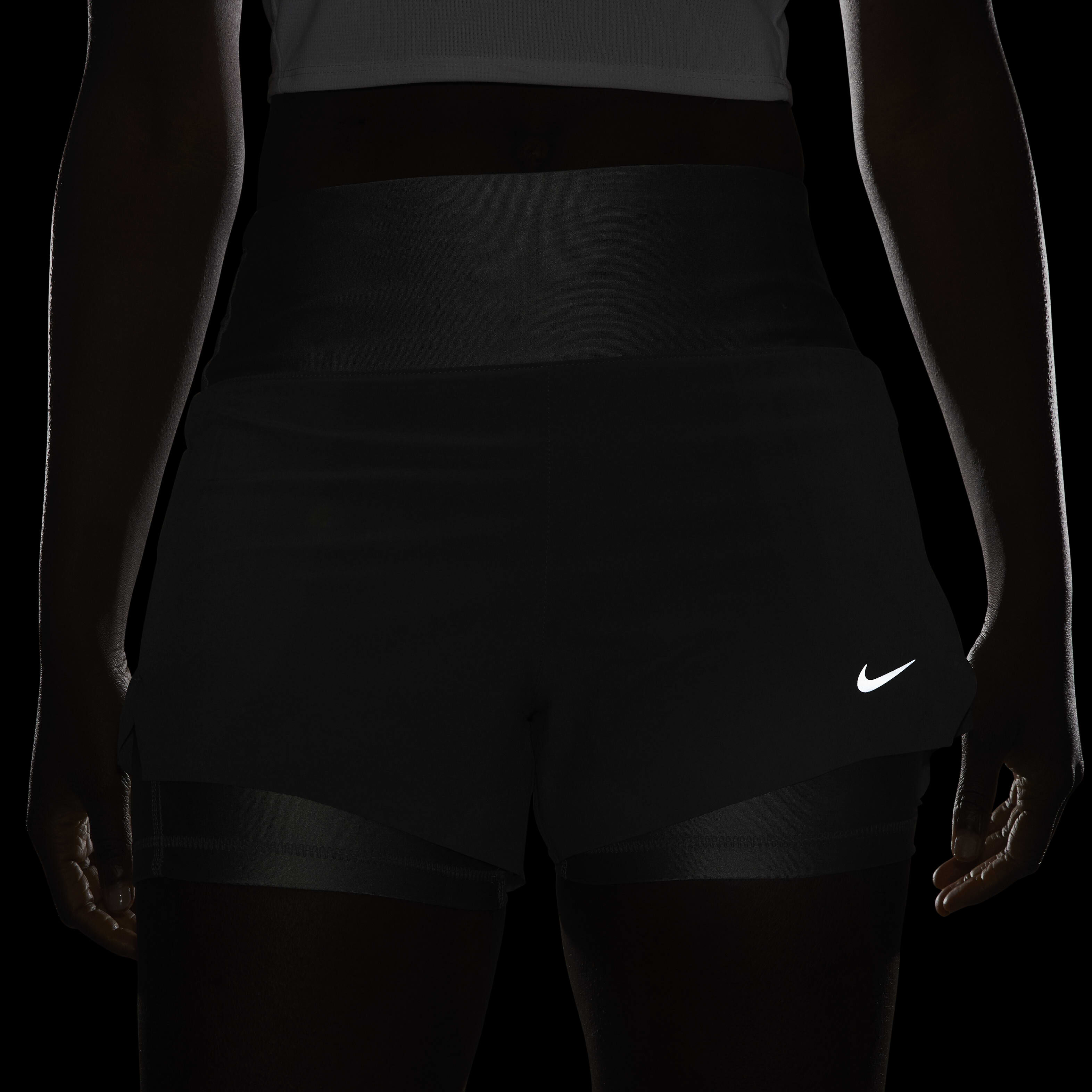 Buy Nike Dri FIT Swift Women s Mid Rise 8cm approx. 2 in 1 Running Shorts with Pockets Nike Saudi Official
