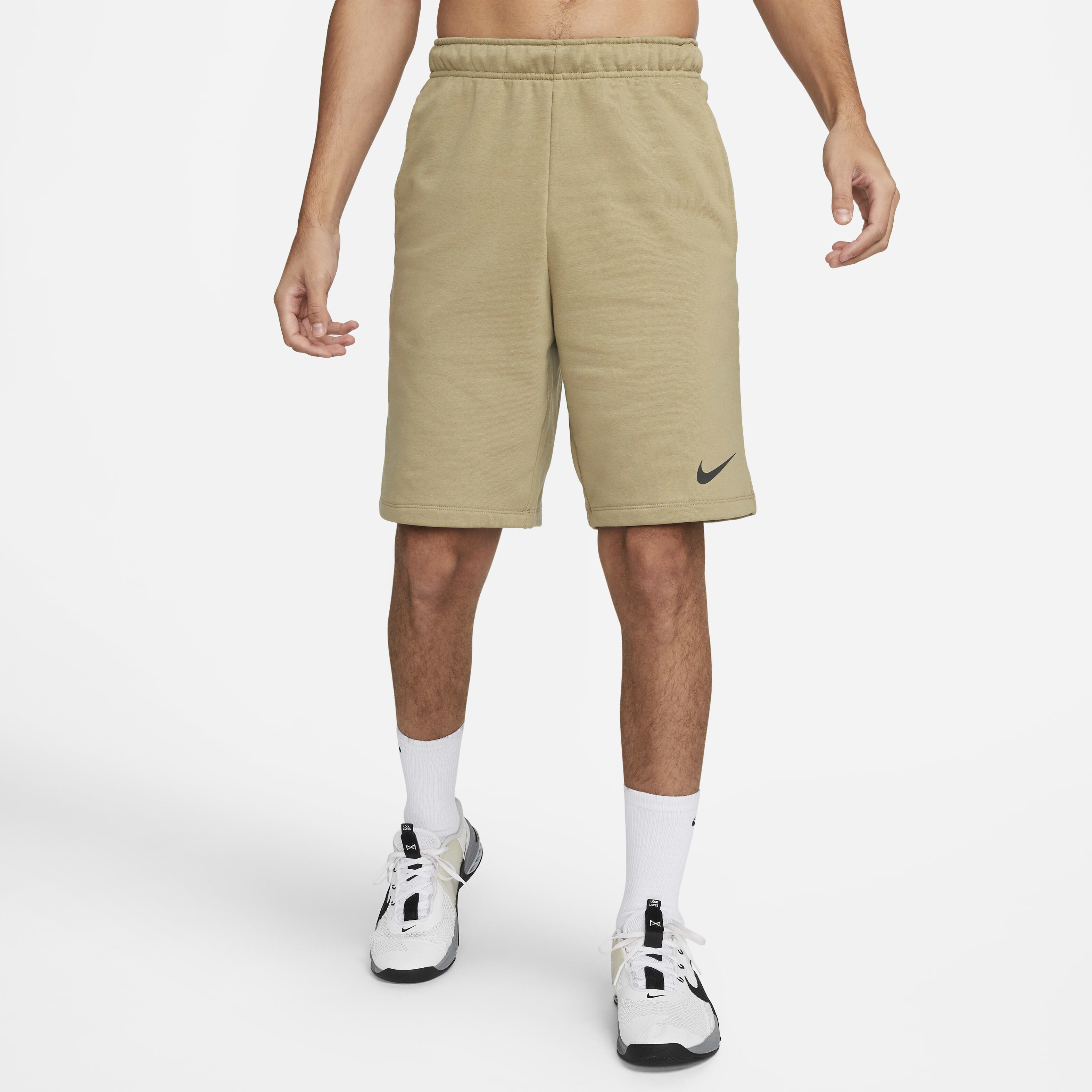 Buy Nike Dry Men s Dri FIT Fleece Fitness Shorts Neutral Olive Black Nike Saudi Official
