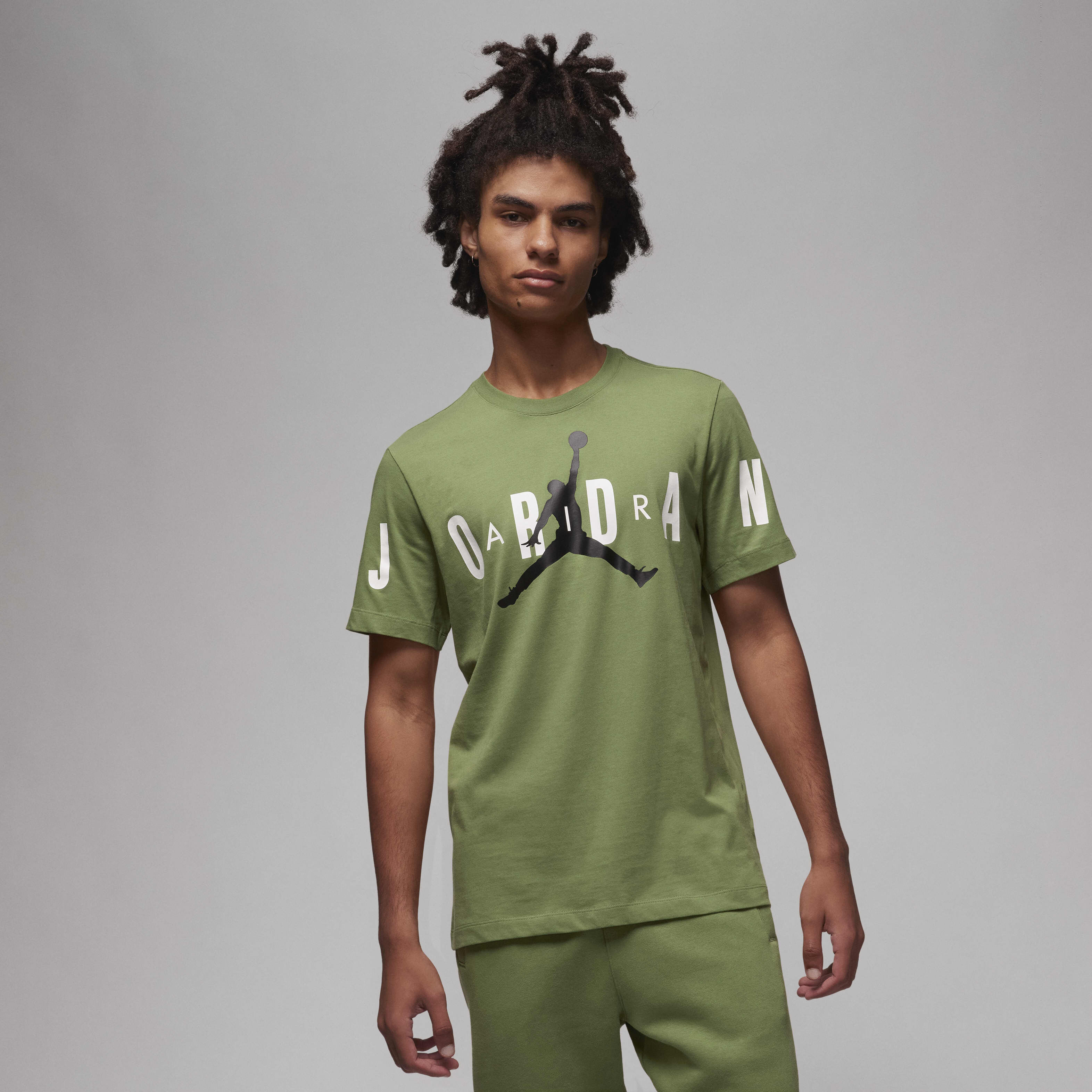 Buy Jordan Air Men's Stretch T-Shirt Sky J Light Olive/White