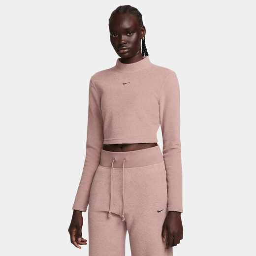 Phoenix Fleece-Nike, Nike Sportswear Phoenix Plush, Women's Slim Mock-Neck Long-Sleeve Cropped Cosy Fleece Top