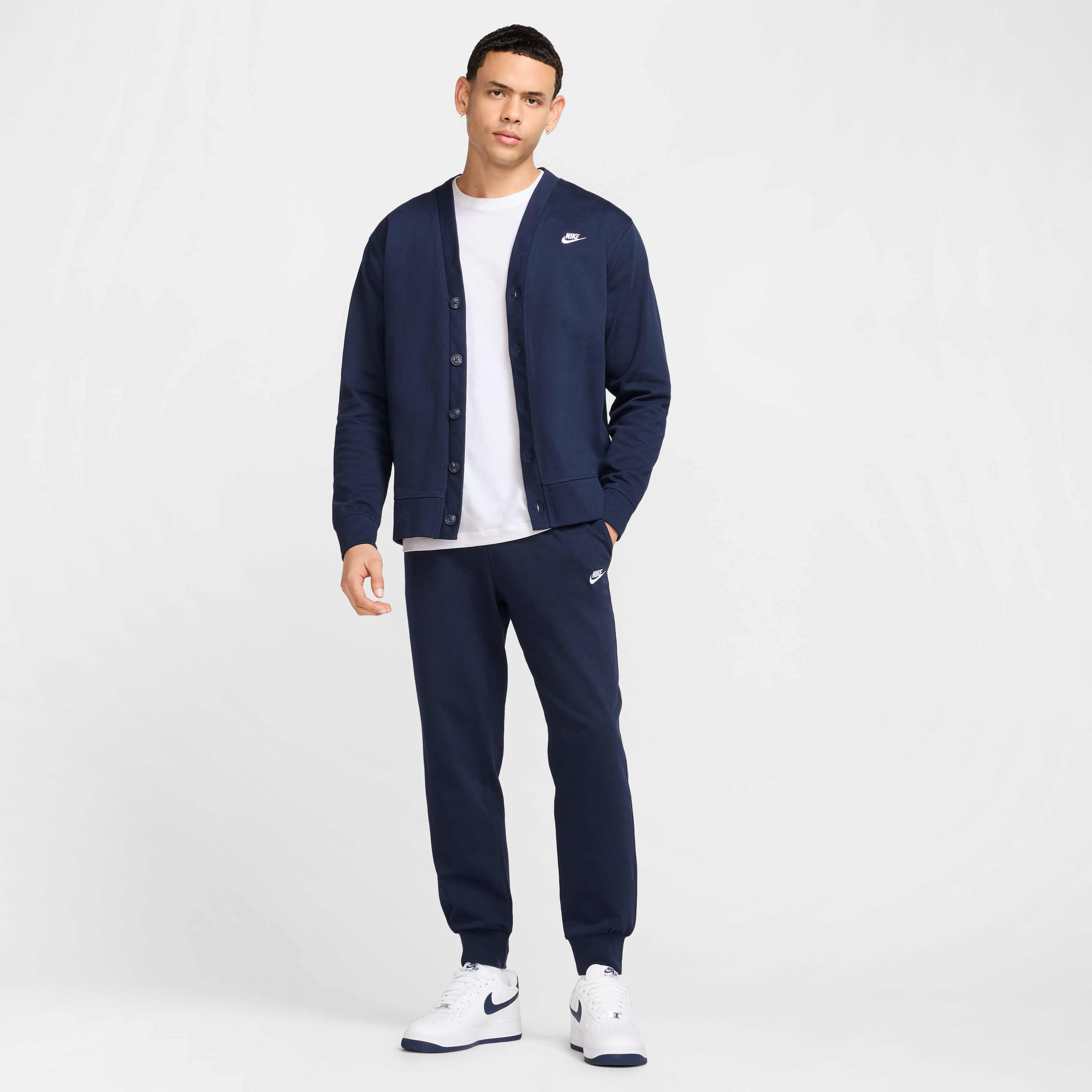 Buy Nike Club Men's Knit Fairway Cardigan - Obsidian/White
