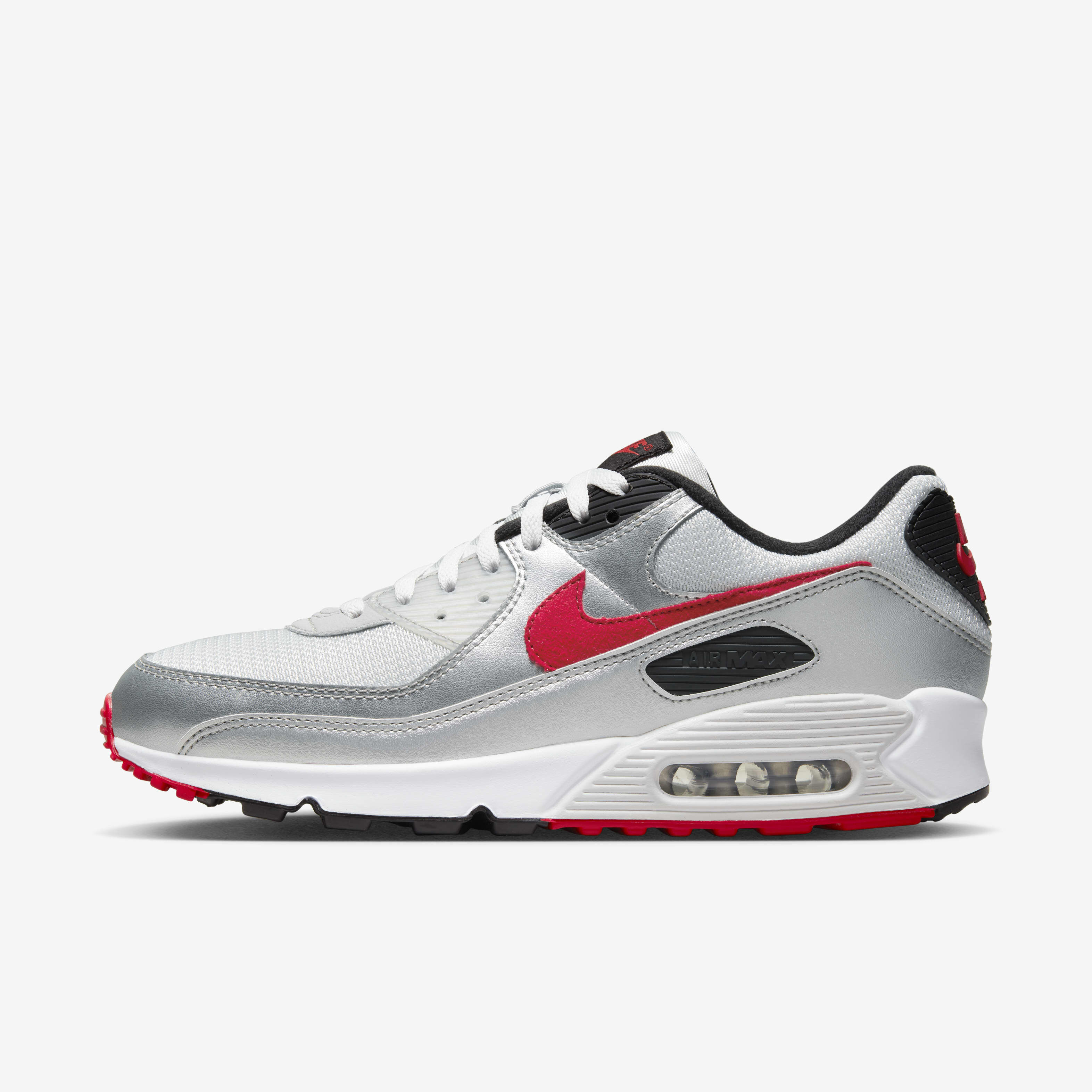 Buy Nike Air Max 90 Men s Shoes Photon Dust Metallic Silver Black University Red Nike Saudi Official