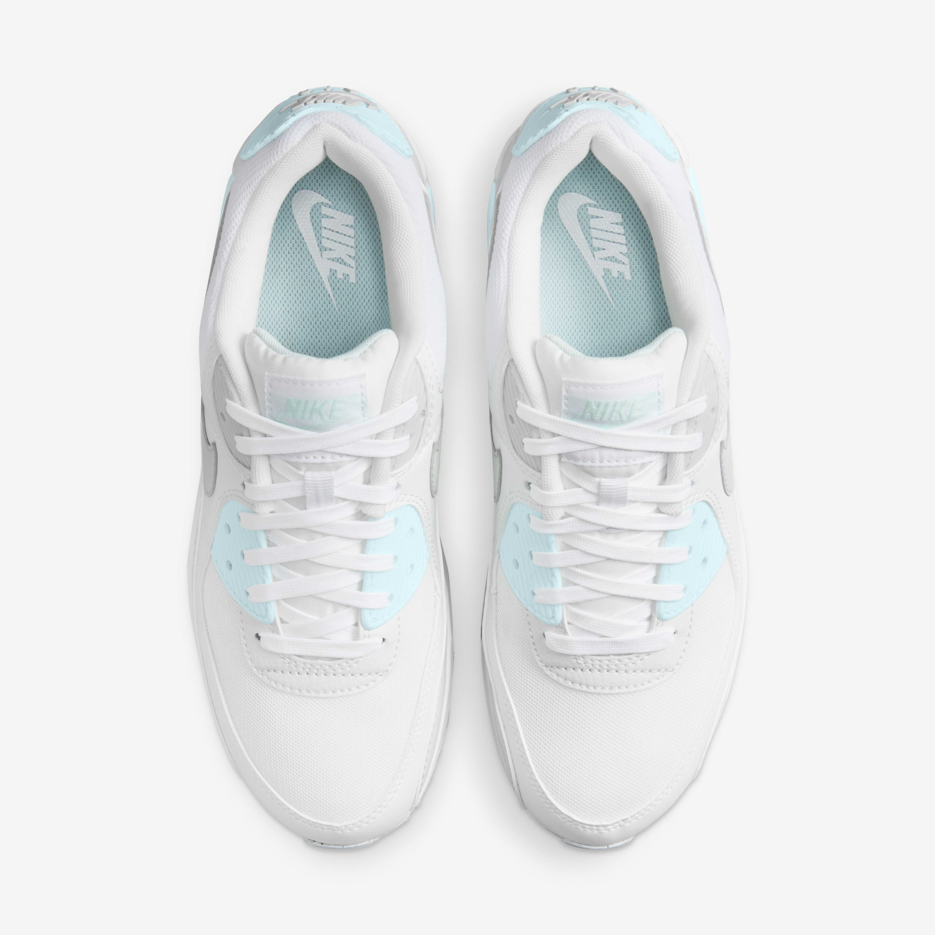 Buy Nike Air Max 90 Women s Shoes White Glacier Blue Wolf Grey Light Silver Nike Saudi Official