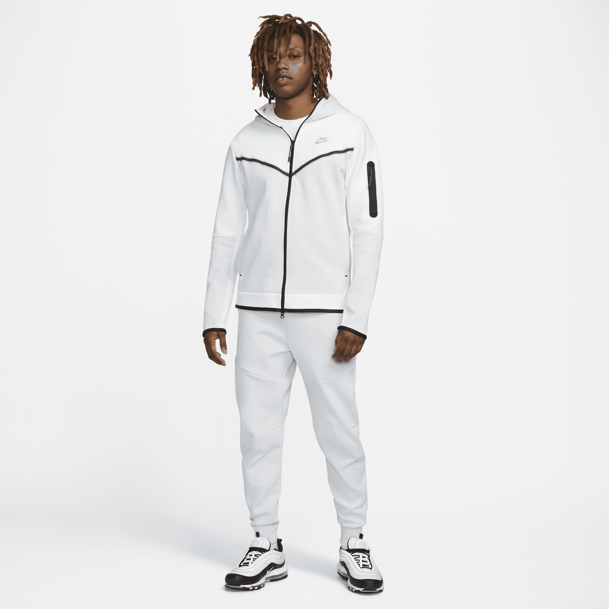 Grey and white nike tech tracksuit hotsell