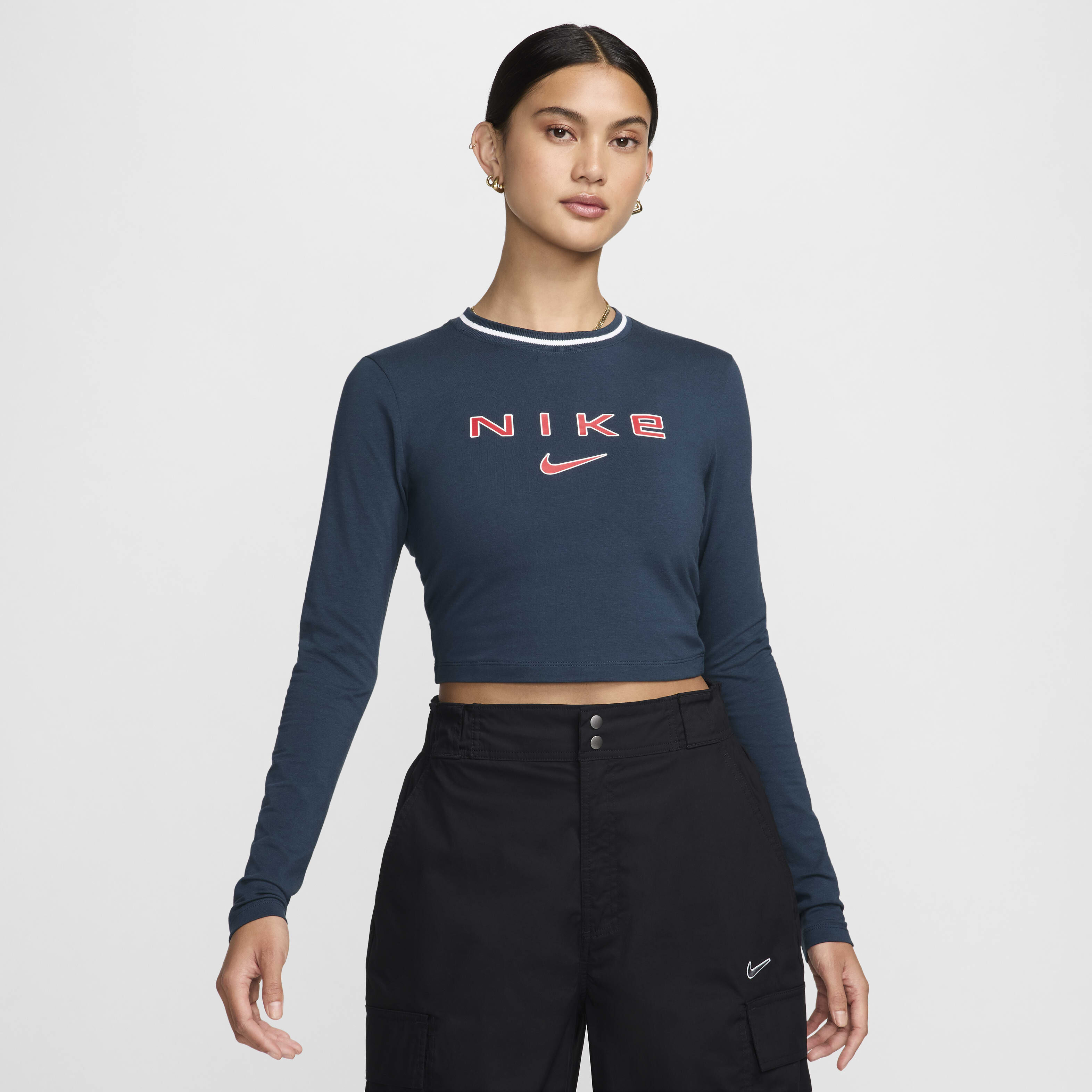 Buy Nike Sportswear Chill Knit Women s Slim Long Sleeve Cropped Graphic Tee Nike Saudi Official