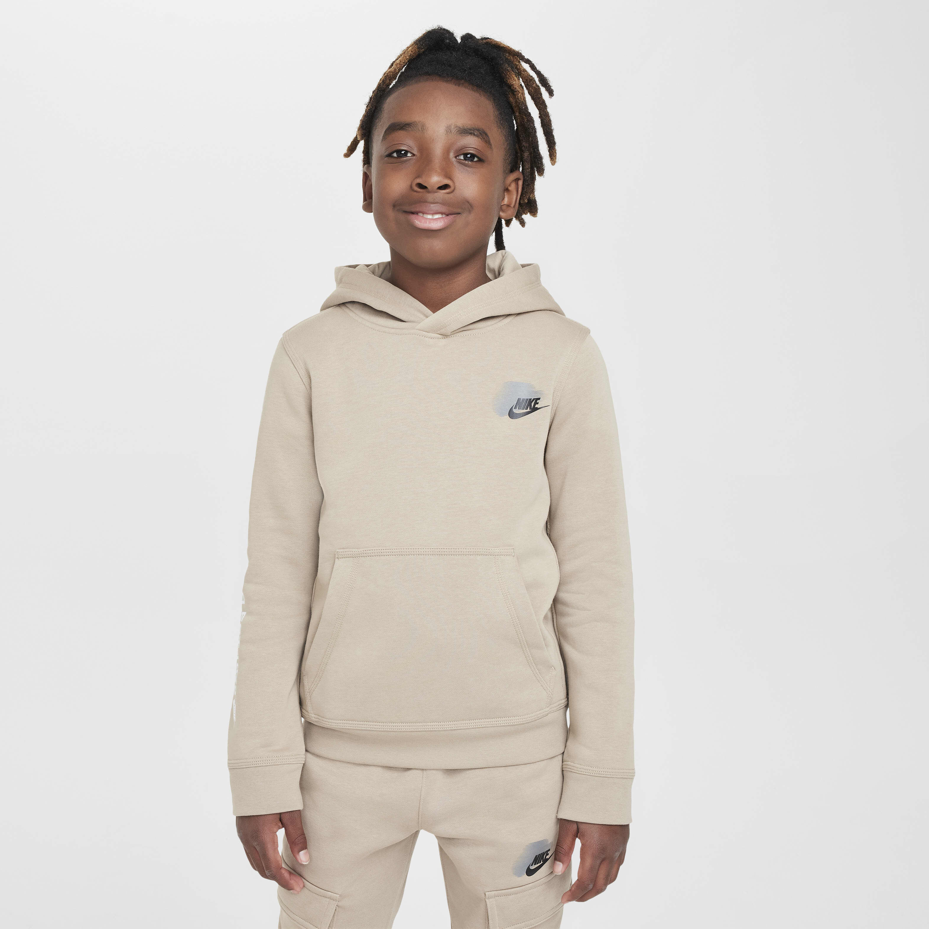 Buy Nike Sportswear Standard Issue Older Kids Boys Fleece Pullover Hoodie Khaki Nike Saudi Official