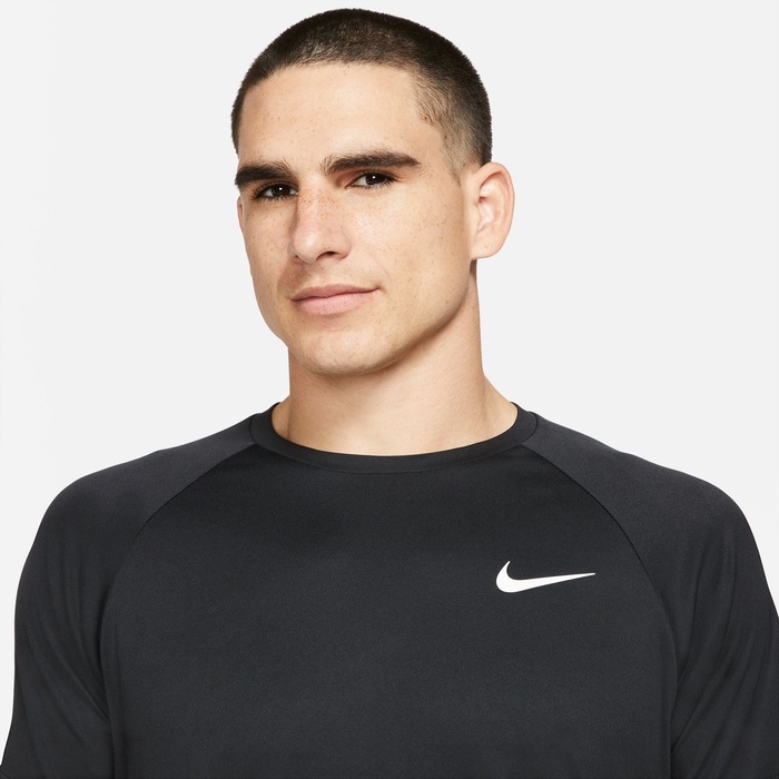 Buy Nike Essential Men s Short Sleeve Hydroguard Swim Shirt Black White Nike Saudi Official