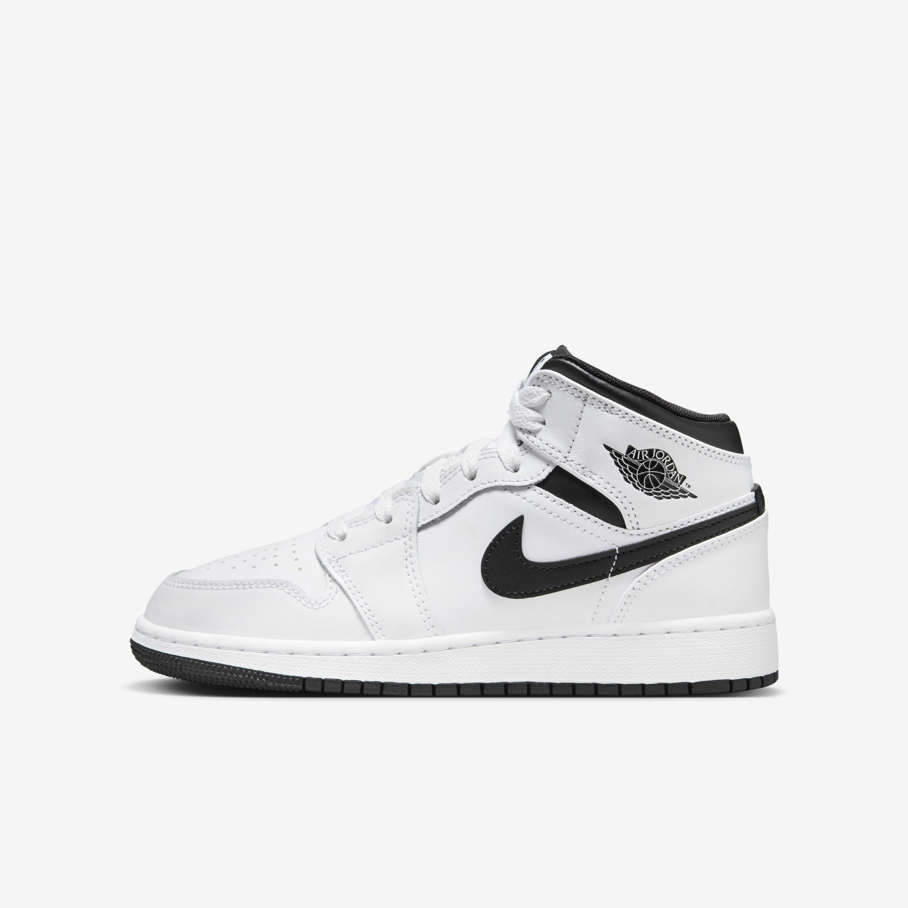 Buy Air Jordan 1 Mid Older Kids Shoes White White Black Black Nike Saudi Official