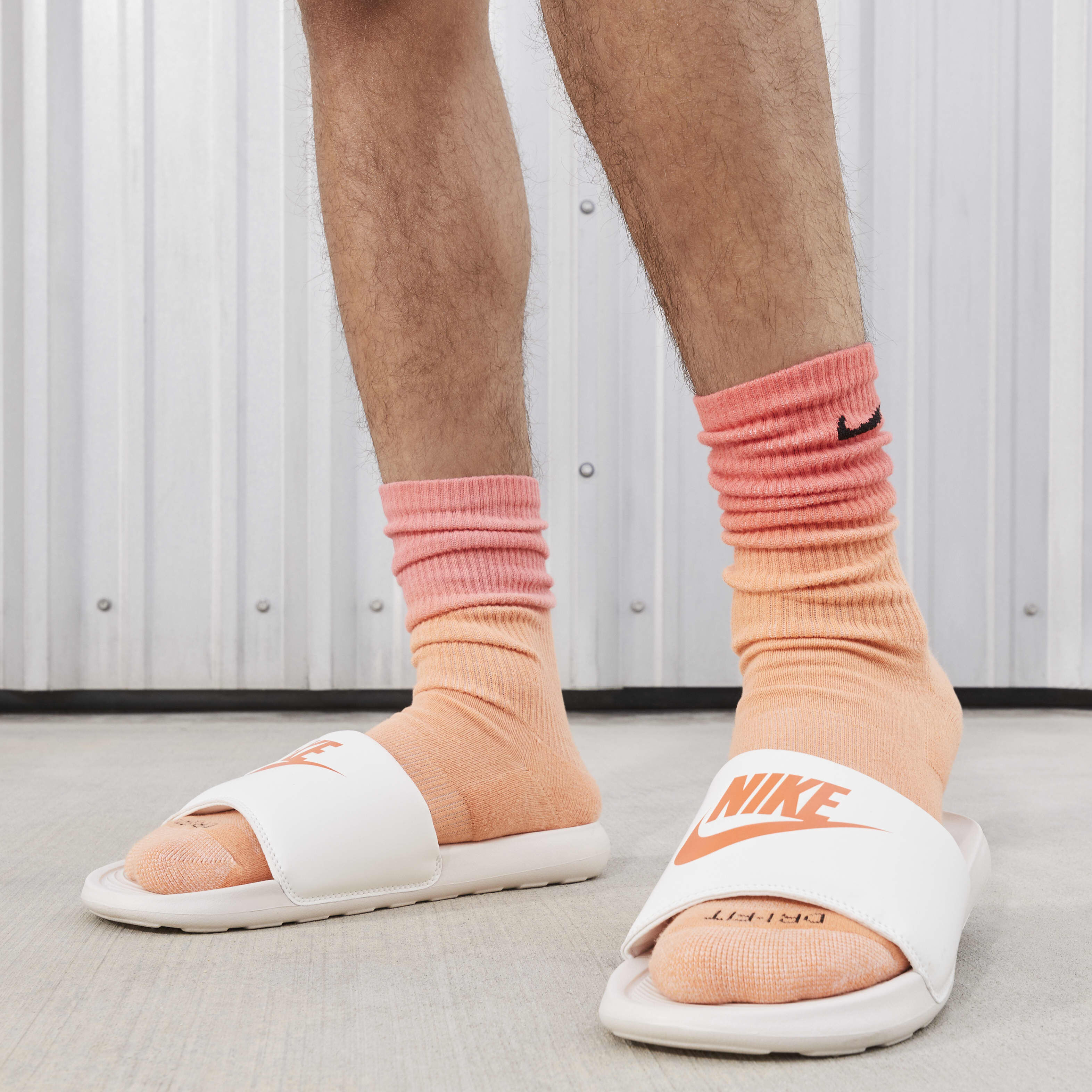 Buy Nike Victori One Men s Slides Sail Light Orewood Brown Safety Orange Nike Saudi Official