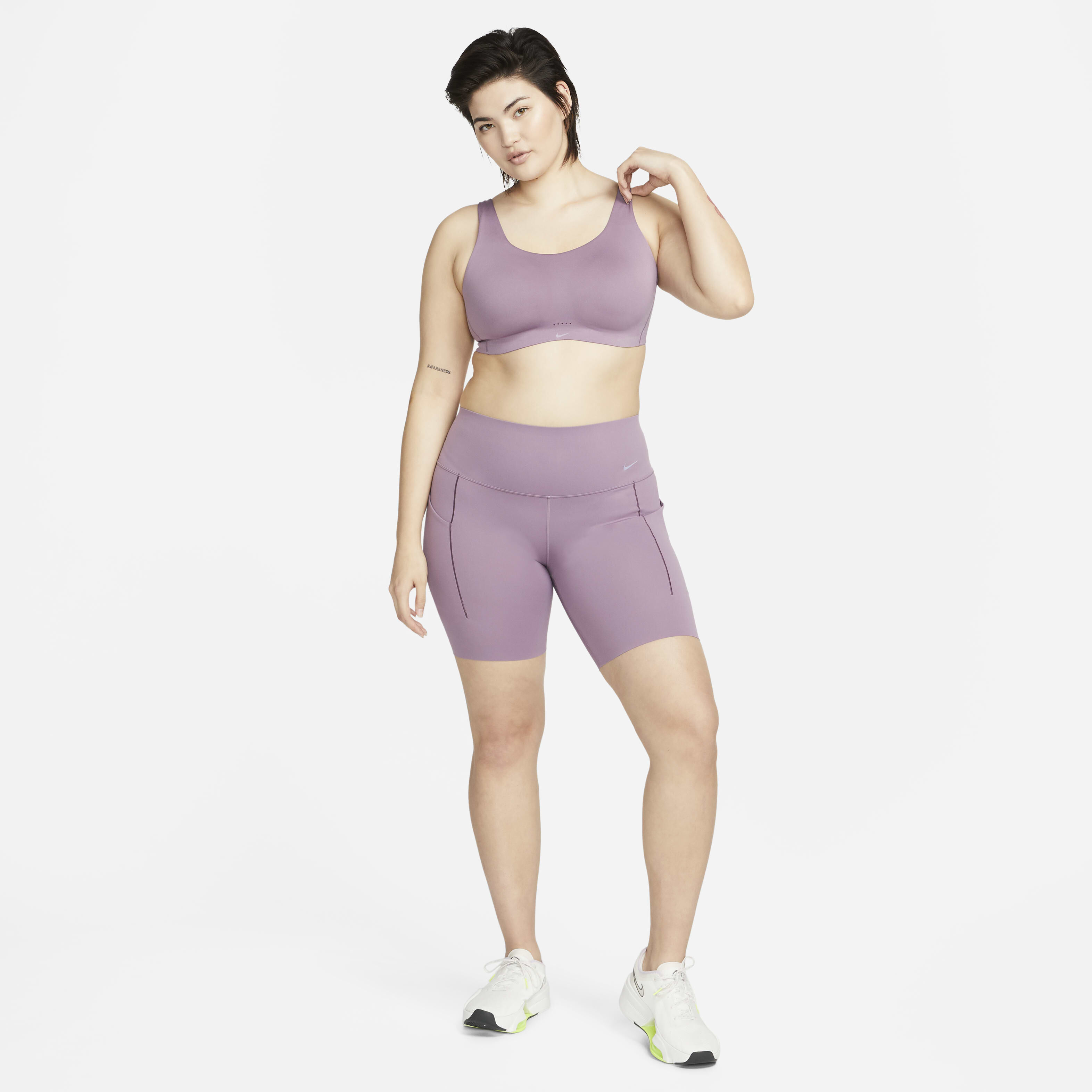 Buy Nike Alate Coverage Women s Medium Support Padded Sports Bra Violet Dust White Nike Saudi Official