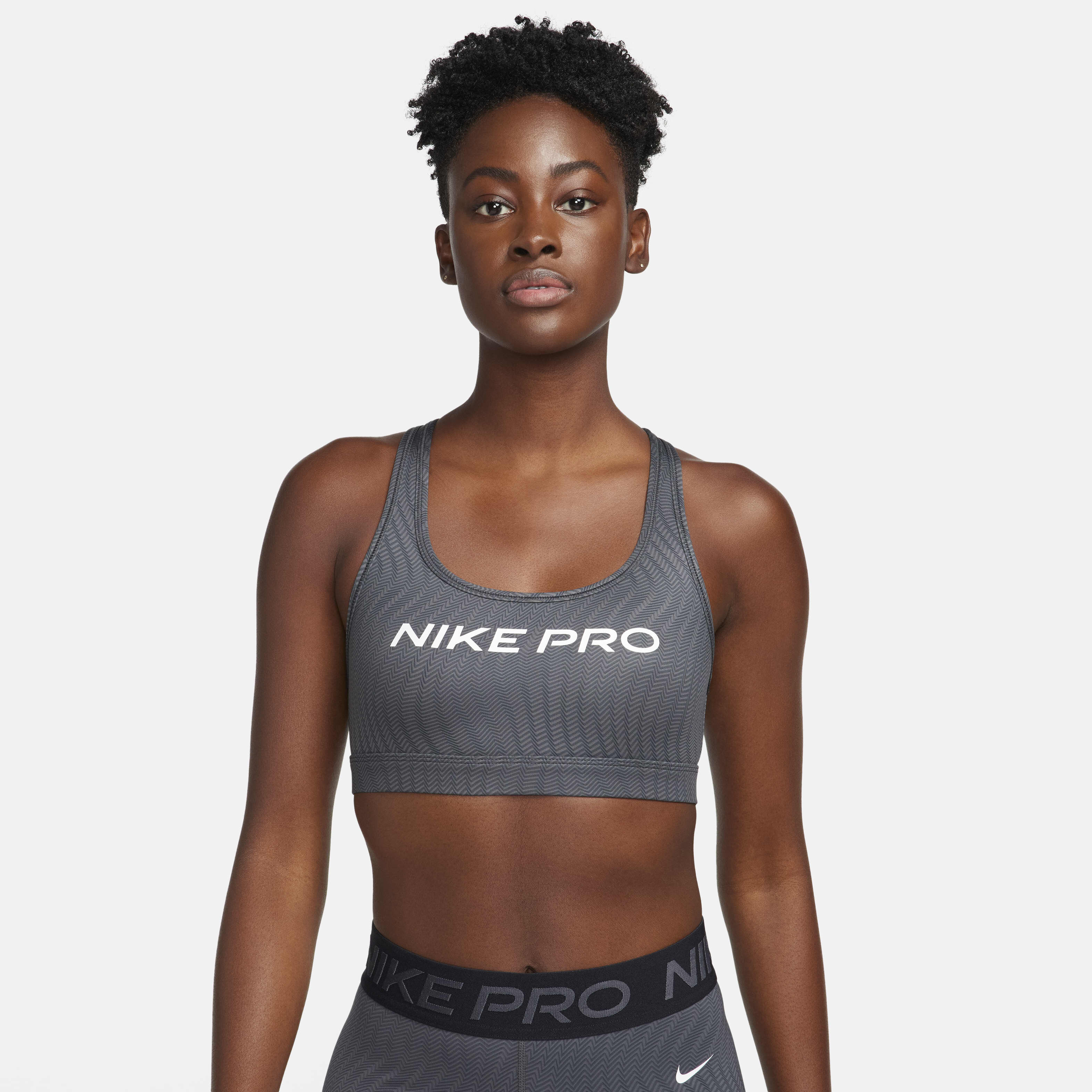 nike women's swoosh logo printed sports bra