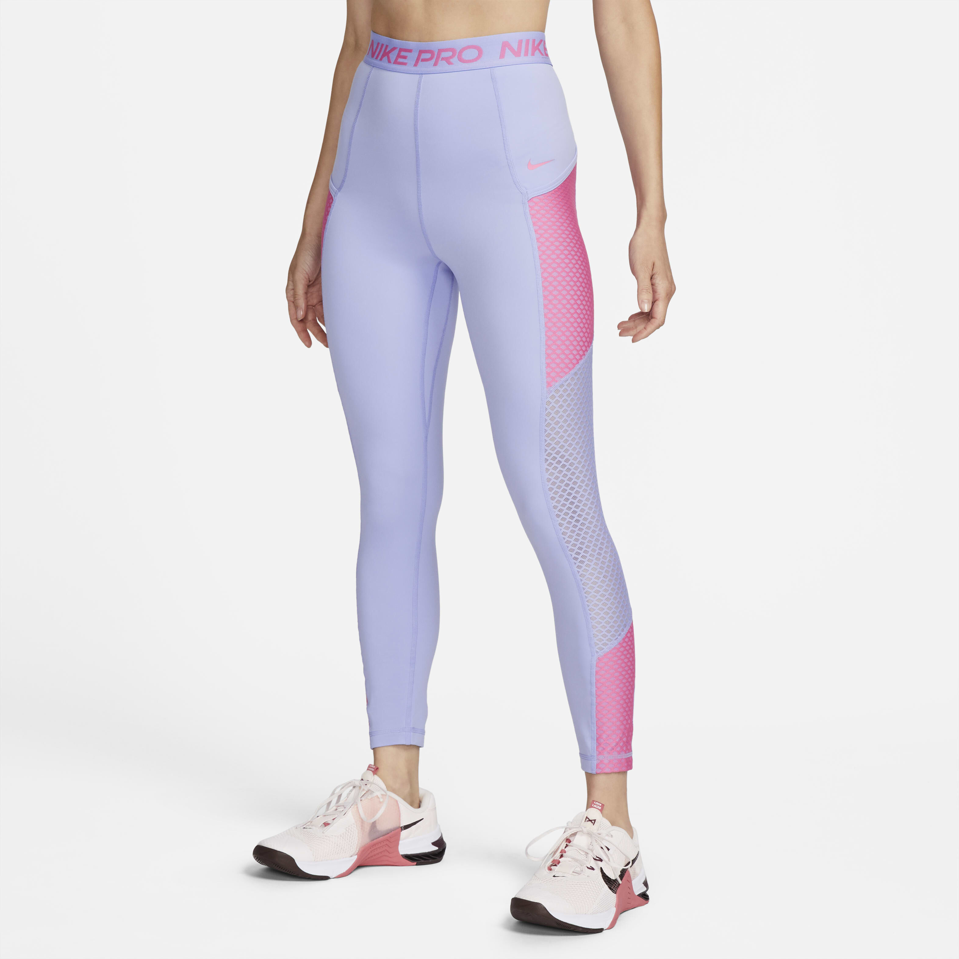 Buy Nike Pro Women s High Waisted 7 8 Leggings with Pockets Light Thistle Pinksicle Pinksicle Nike Saudi Official