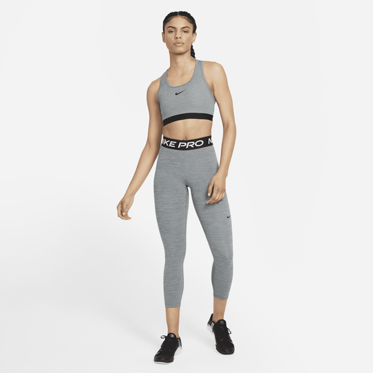 Shop Pro 365 Women s Mid Rise Cropped Mesh Panel Leggings Nike KSA