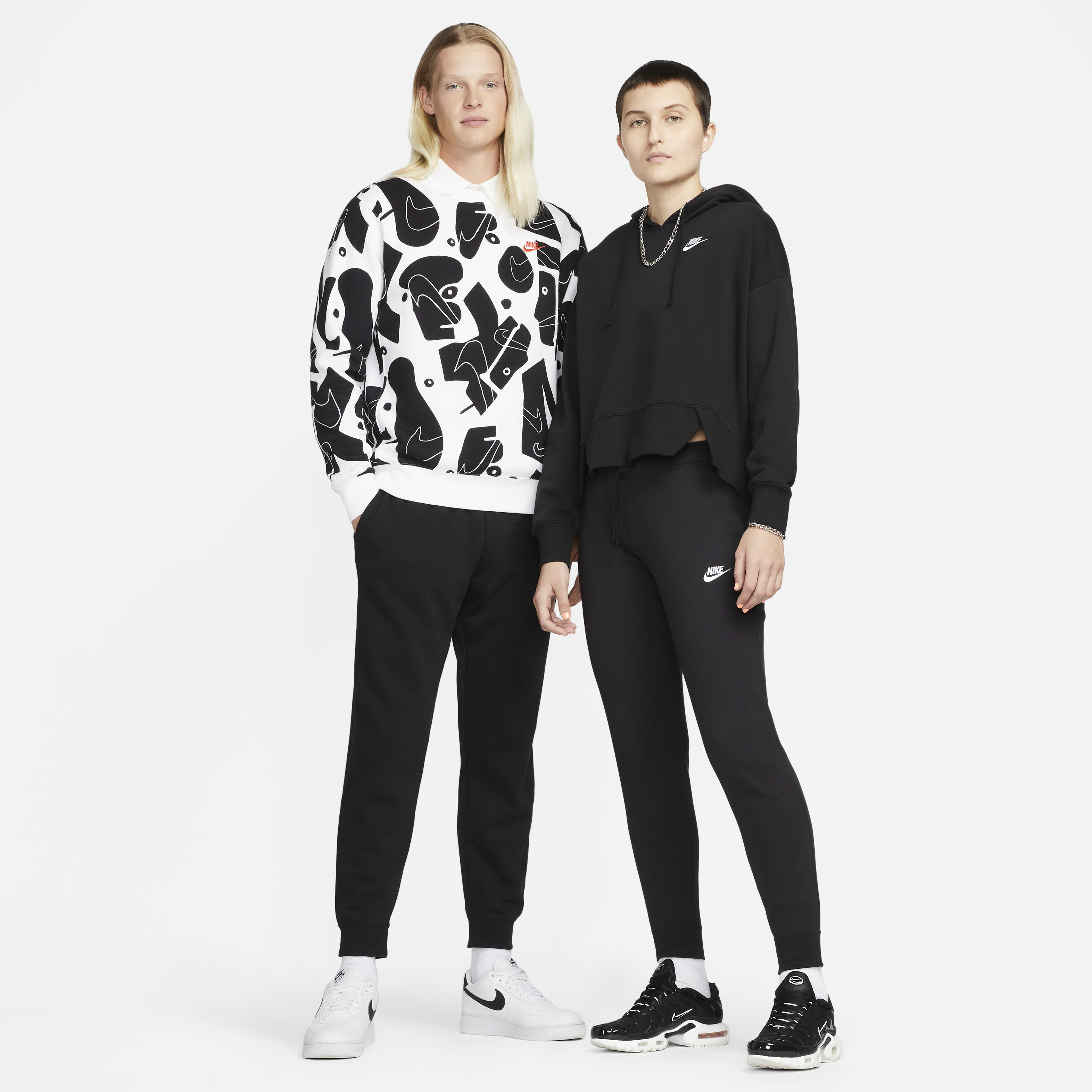 Buy Nike Sportswear Club Fleece Women s Mid Rise Joggers Black White Nike Saudi Official