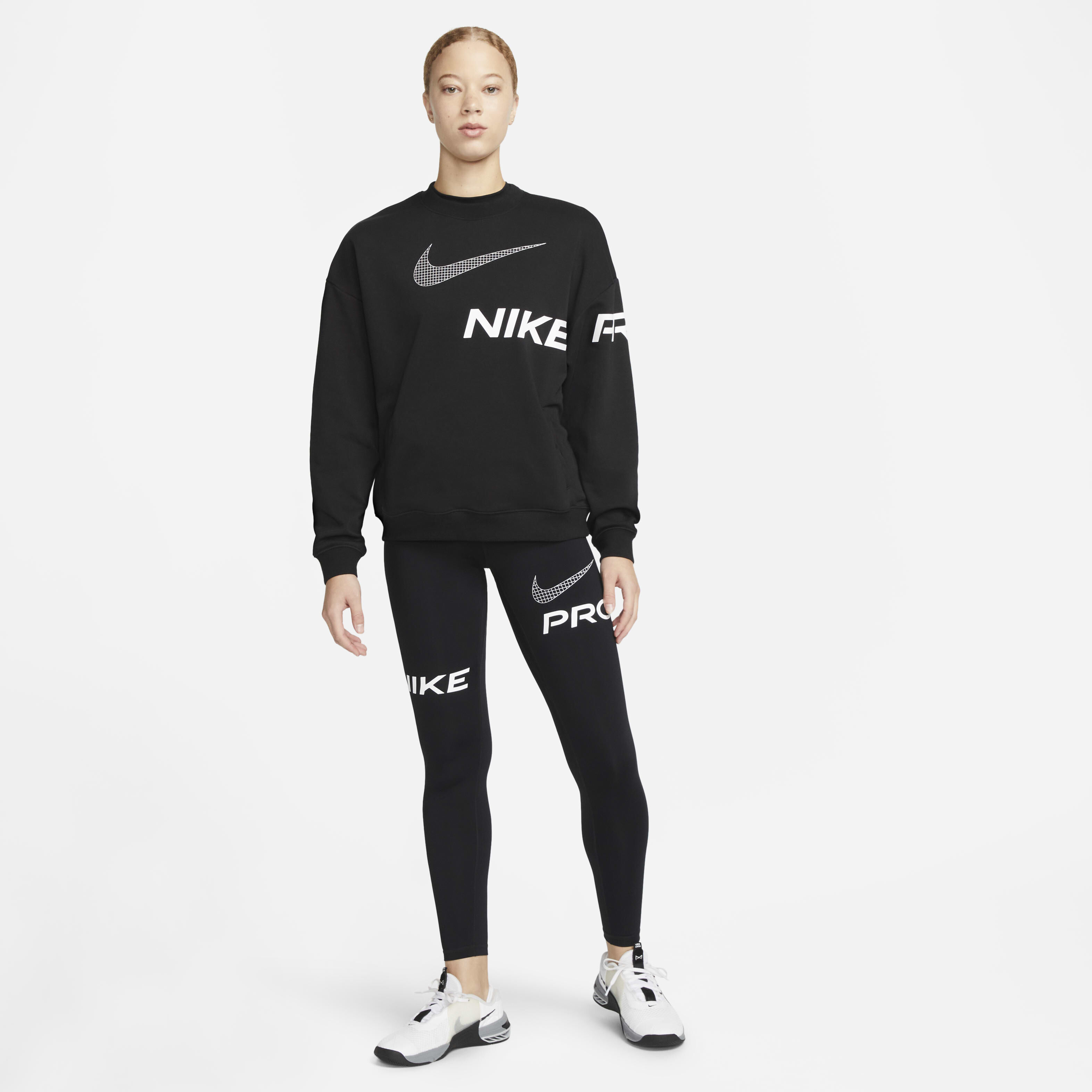 Buy Nike Dri FIT Get Fit Women s French Terry Graphic Crew Neck Sweatshirt Nike Saudi Official