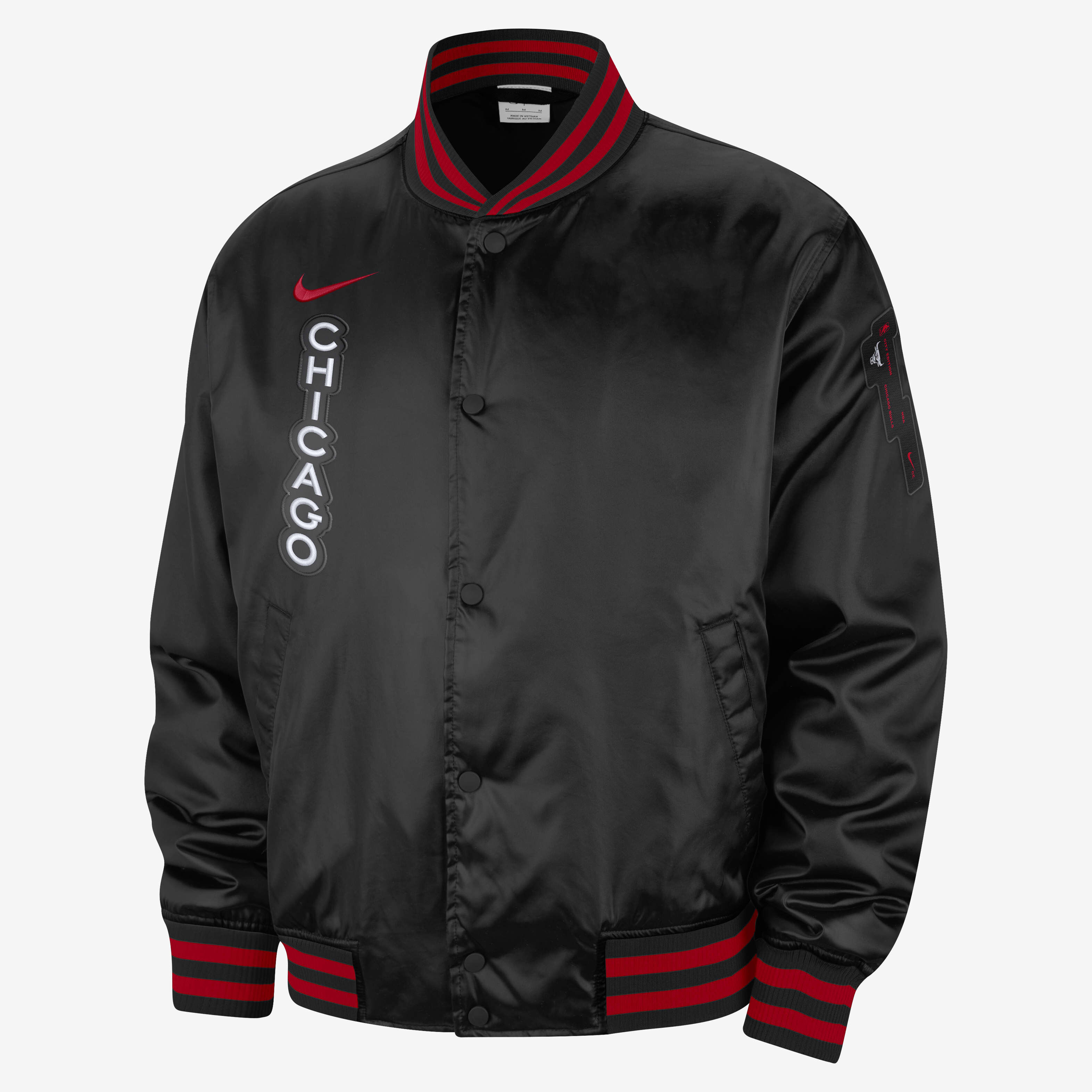 ジャケット・アウター 90s Nike Big Swoosh Chicago Bulls Jacket Rare Vintage NIKE Chicago Bulls Bomber Varsity Jacket 90s