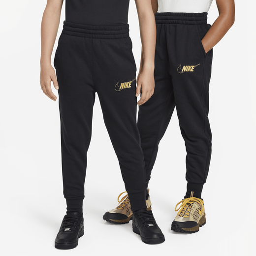 Black and cheap gold nike joggers