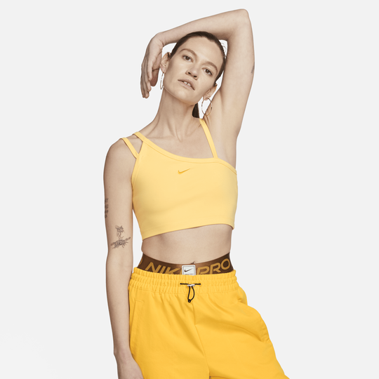 Nike crop top sales yellow