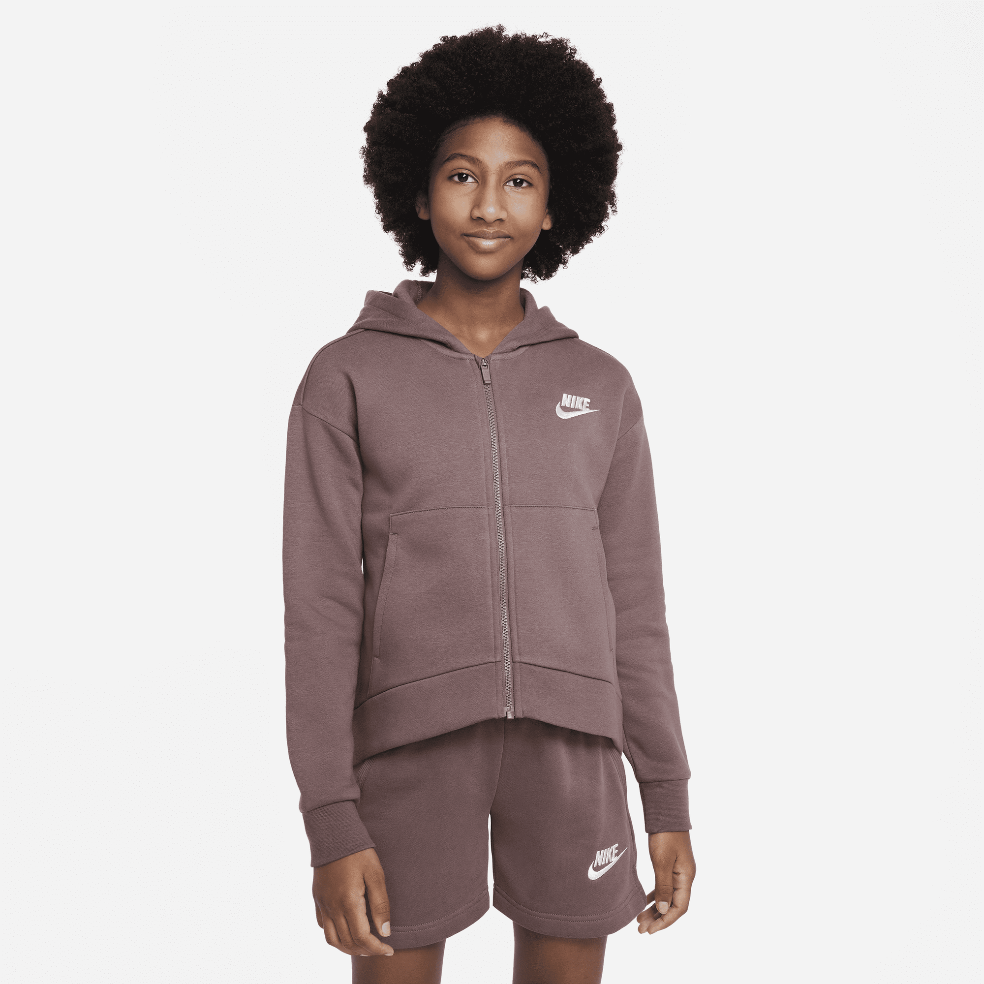 Shop Sportswear Club Fleece Older Kids Girls Full Zip Hoodie