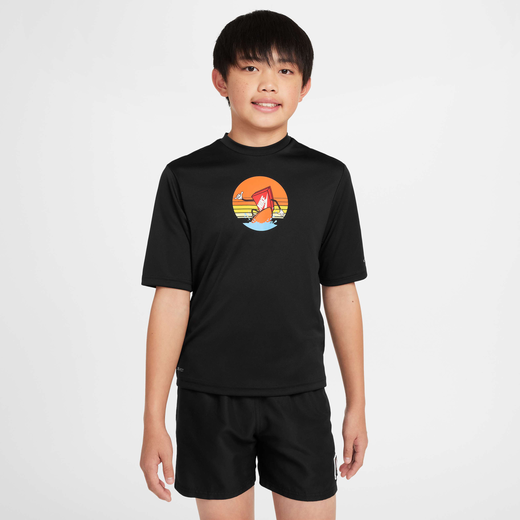 Tops & T-Shirts-Nike Swim, Nike Swim Hydroguard, Older Kids' (Boys') Dri-FIT Short-Sleeve Top