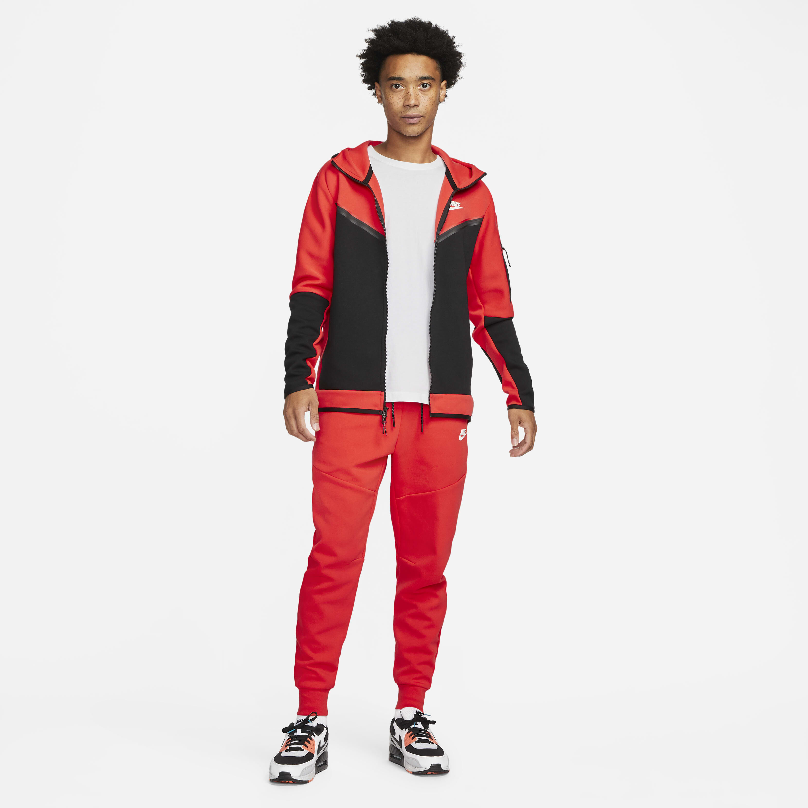 Nike tech fleece tracksuit red clearance
