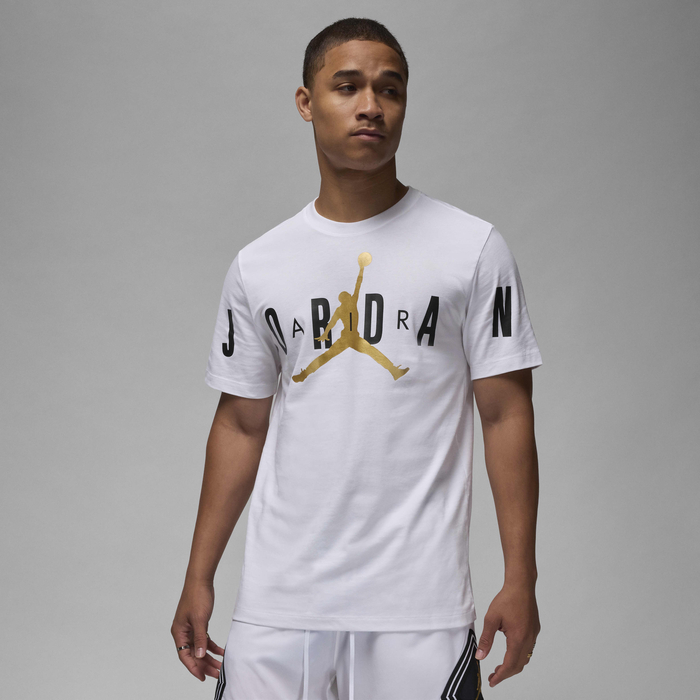 Buy Jordan Air Men's Stretch T-Shirt White/Metallic Gold/Black