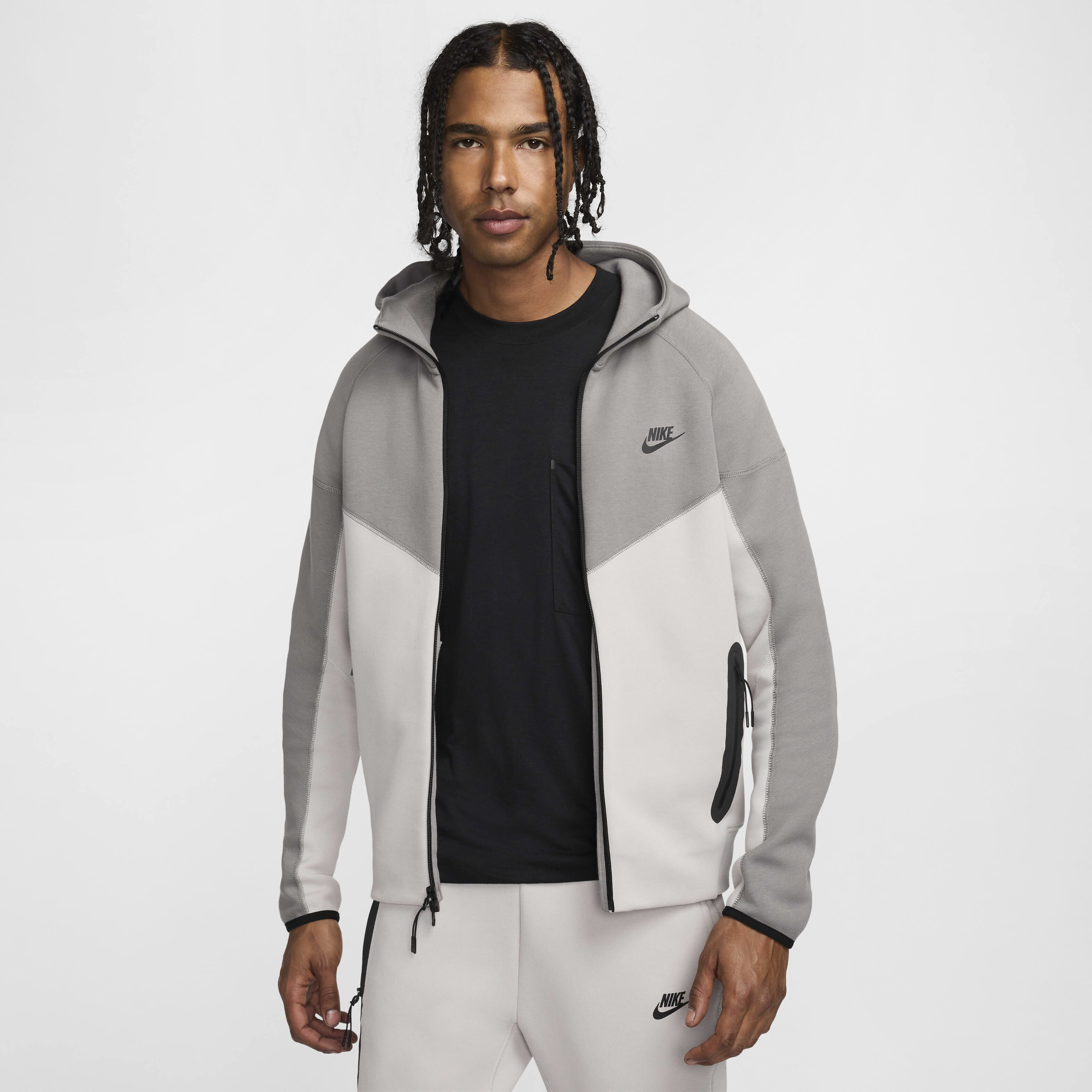 Grey nike fleece jacket top