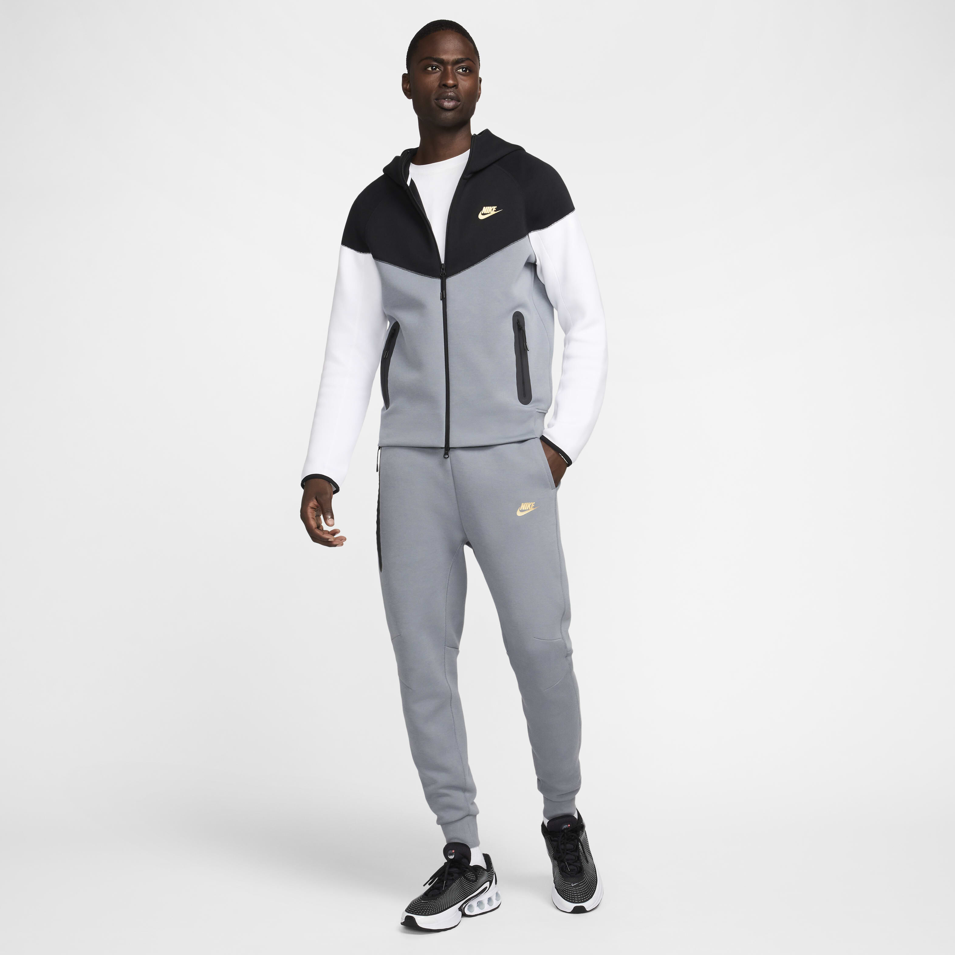 Buy Nike Sportswear Tech Fleece Men s Joggers Cool Grey Metallic Gold Nike Saudi Official