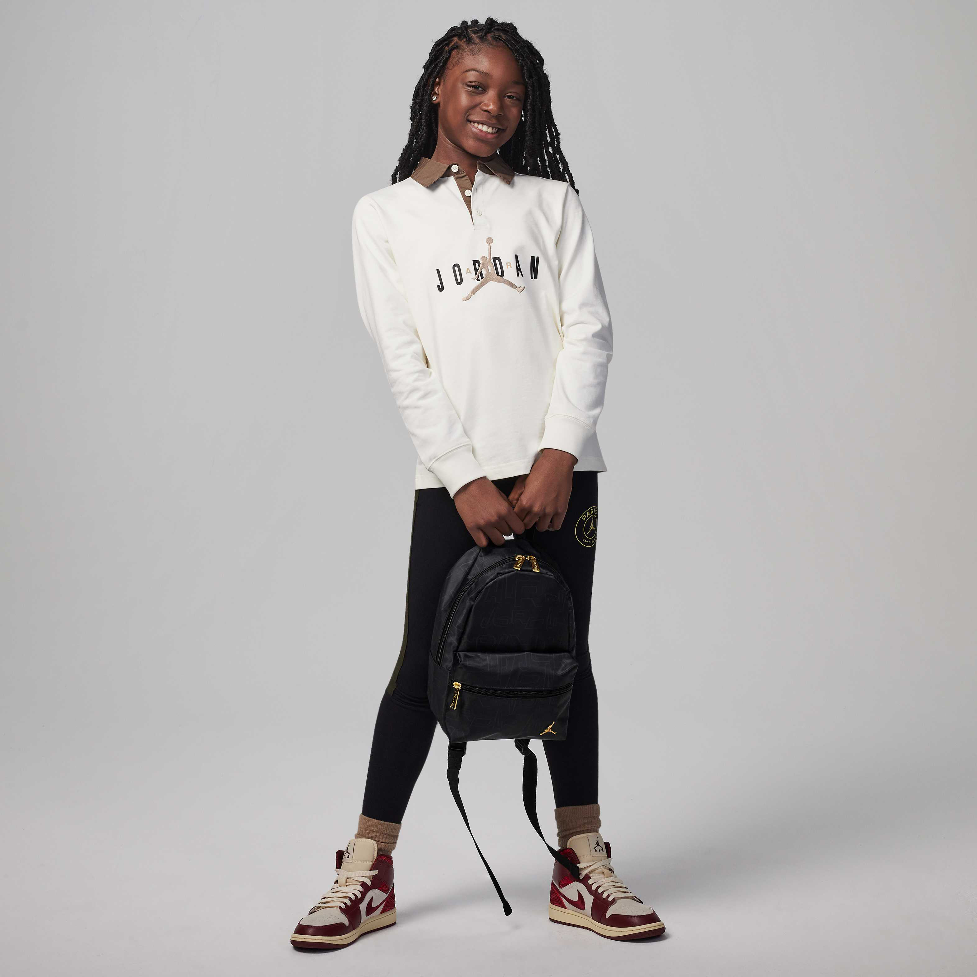 Jordan Black and Gold Mini Backpack image number 7