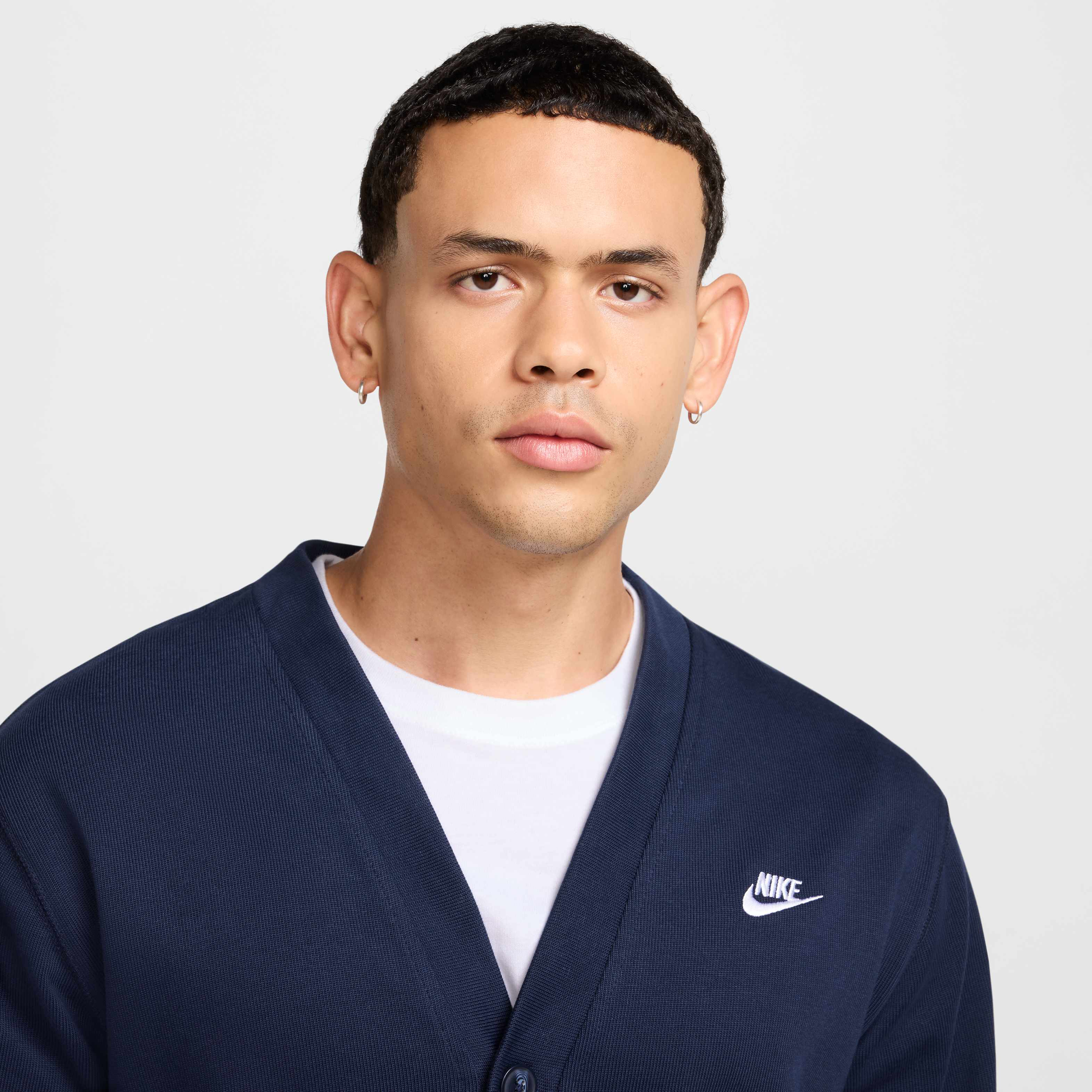 Buy Nike Club Men's Knit Fairway Cardigan - Obsidian/White