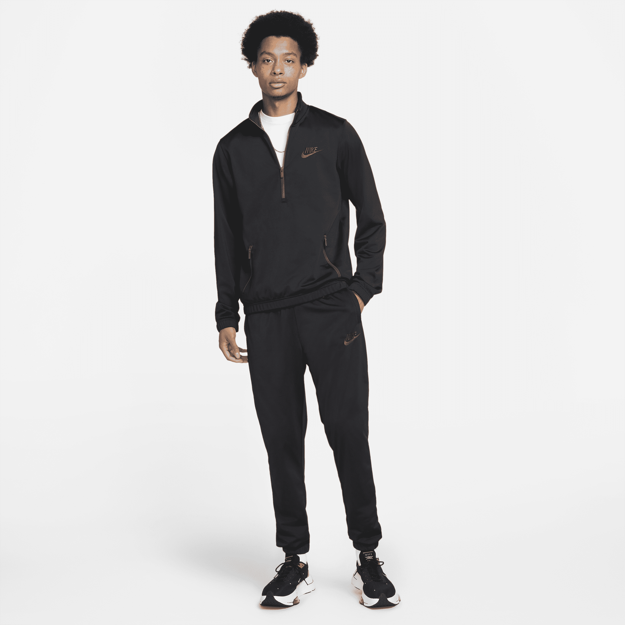 Mens grey and black nike tracksuit sale