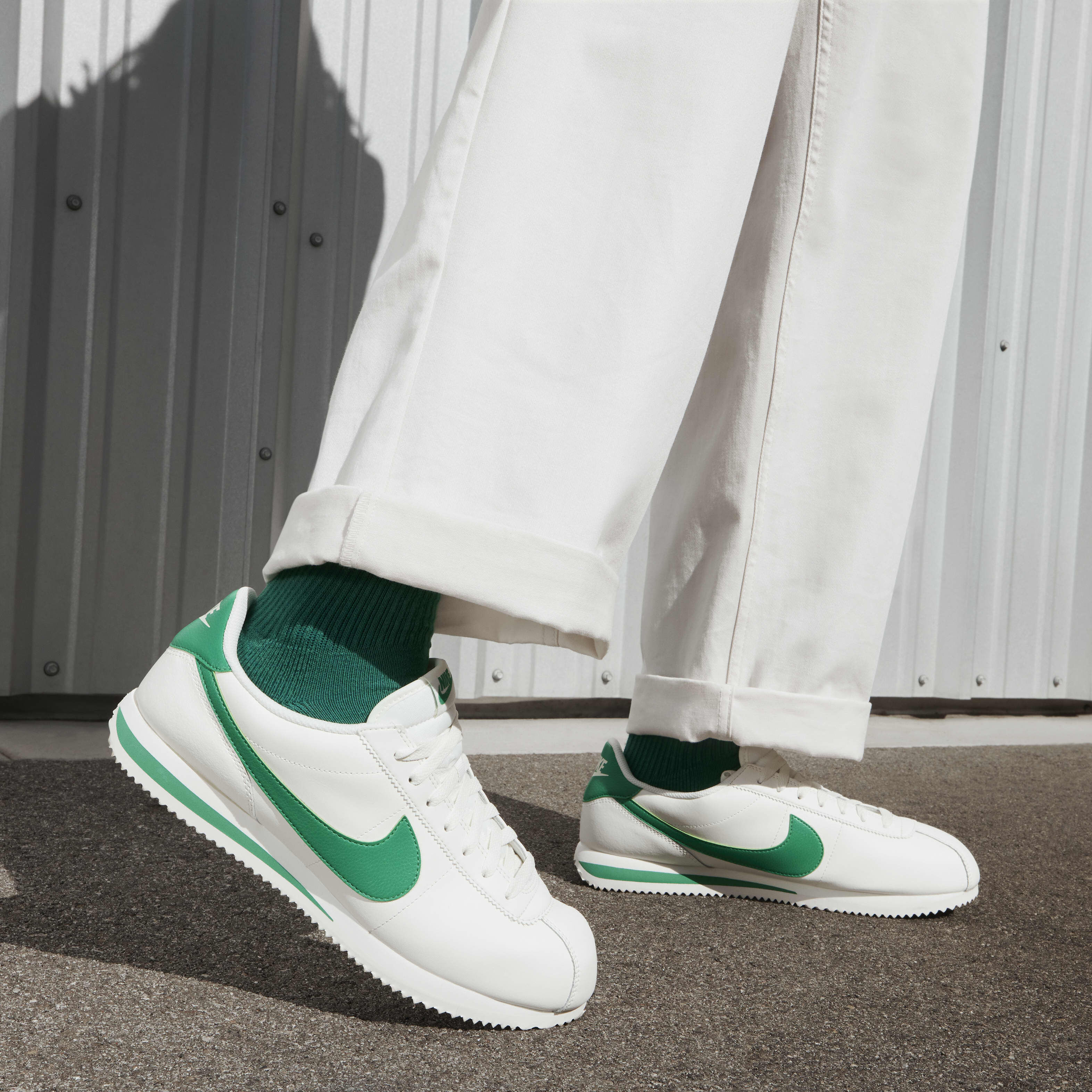 Nike cortez green leather clearance