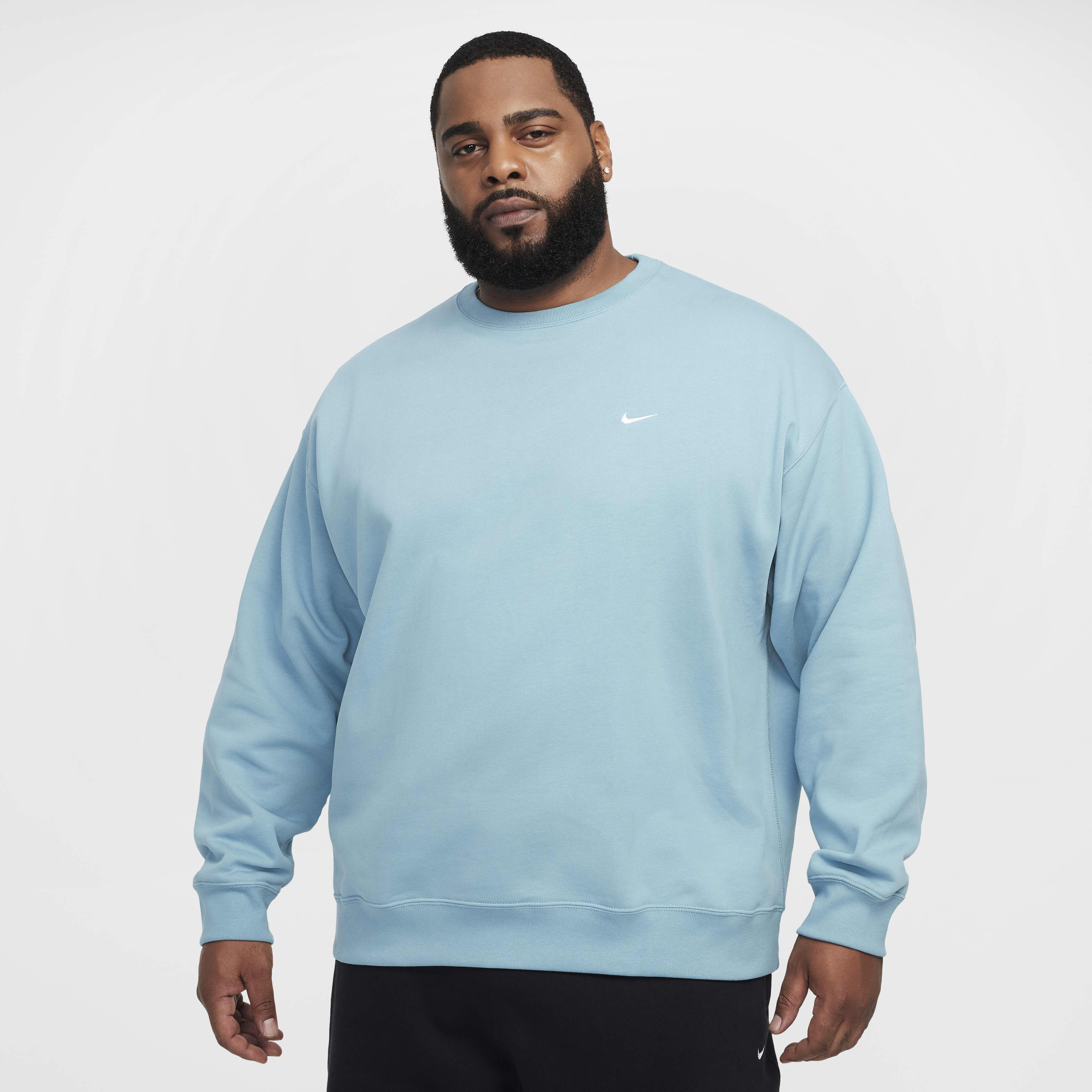 Buy Nike Solo Swoosh Men's Fleece Crew - Denim Turquoise/White