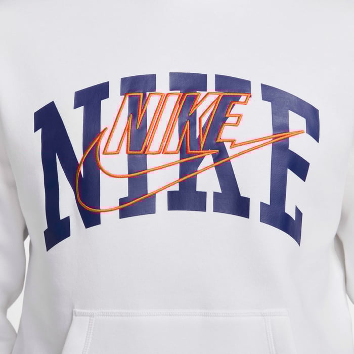 Buy Nike Club Fleece Men's Pullover Hoodie White/Safety Orange