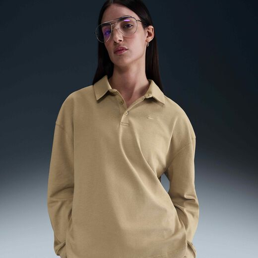 Women's Polos Sale-Nike, Nike Sportswear Essential, Women's Oversized Long-Sleeve Polo