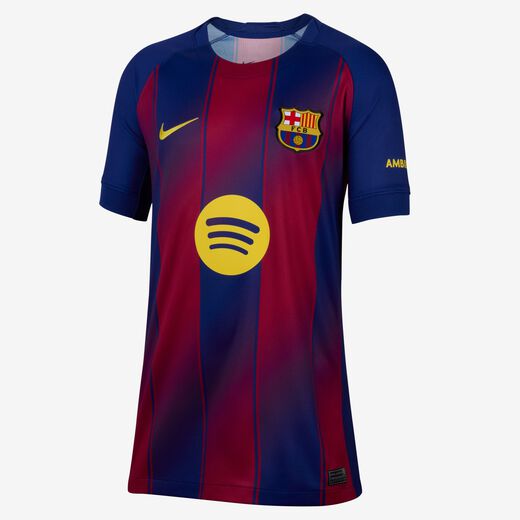 New In-Nike, F.C. Barcelona 2025/26 Stadium Home, Older Kids' Nike Dri-FIT Football Replica Shirt