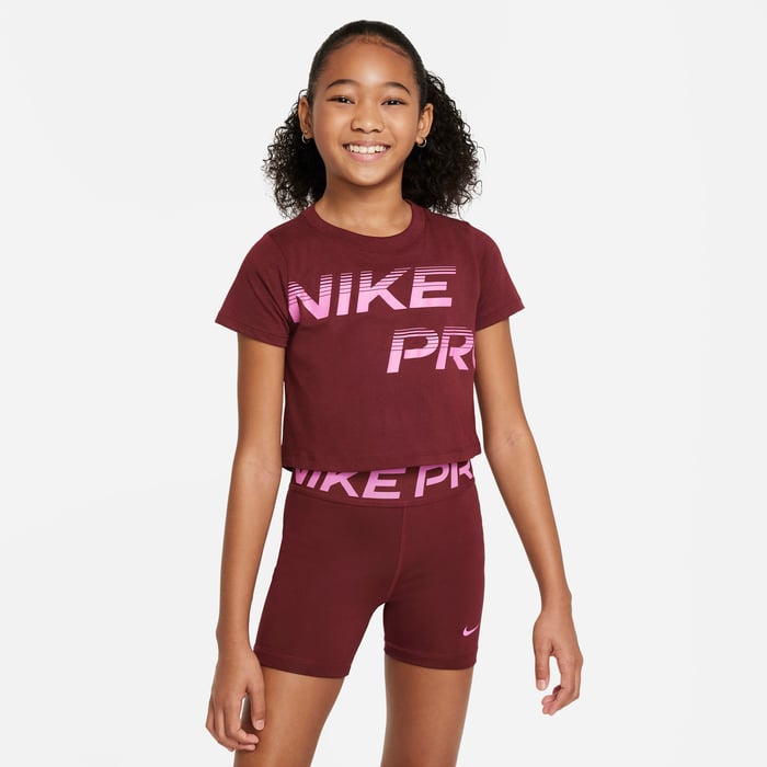 Buy Nike Pro Older Kids' (Girls') Dri-FIT Cropped T-Shirt Dark