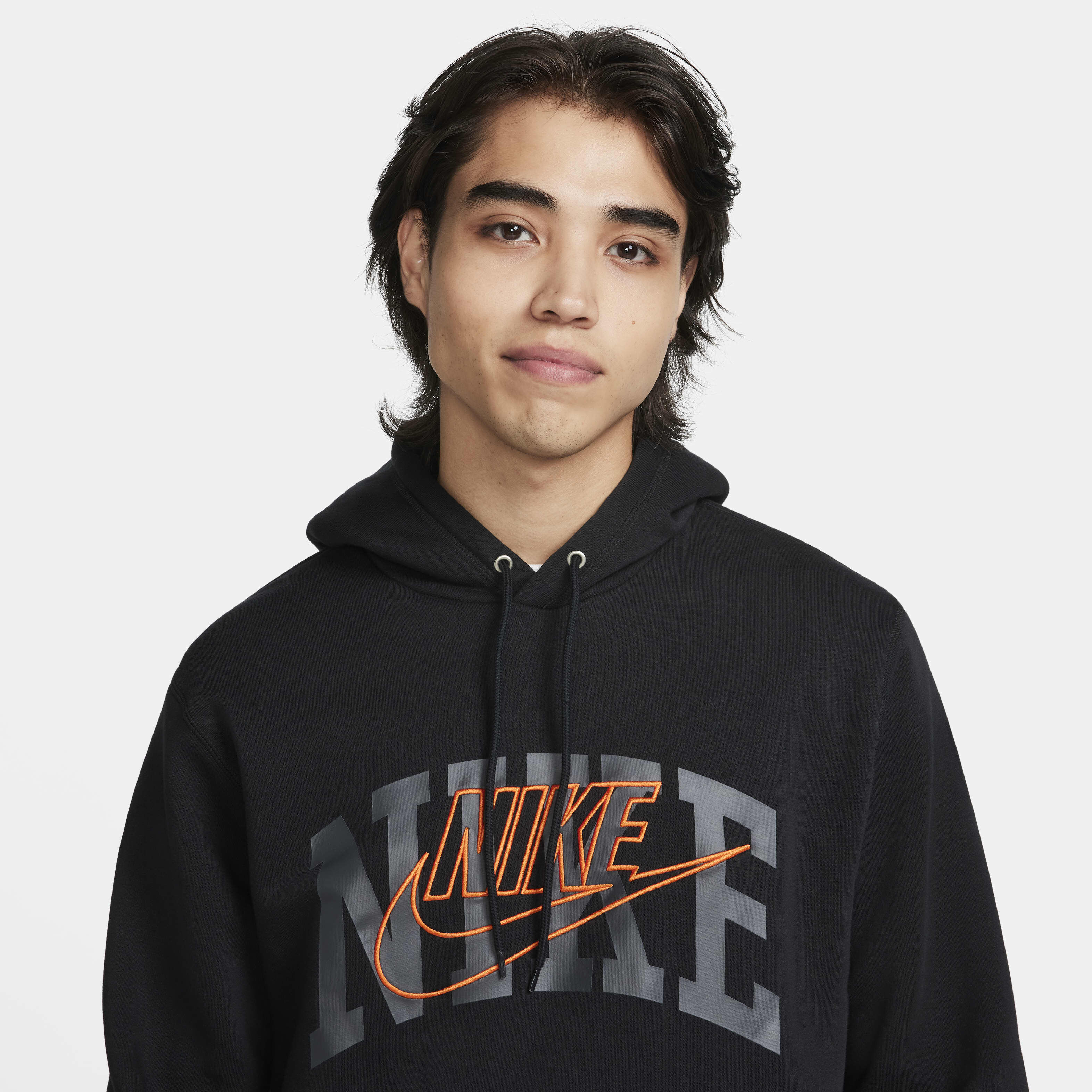 Buy Nike Club Fleece Men's Pullover Hoodie - Black/Safety