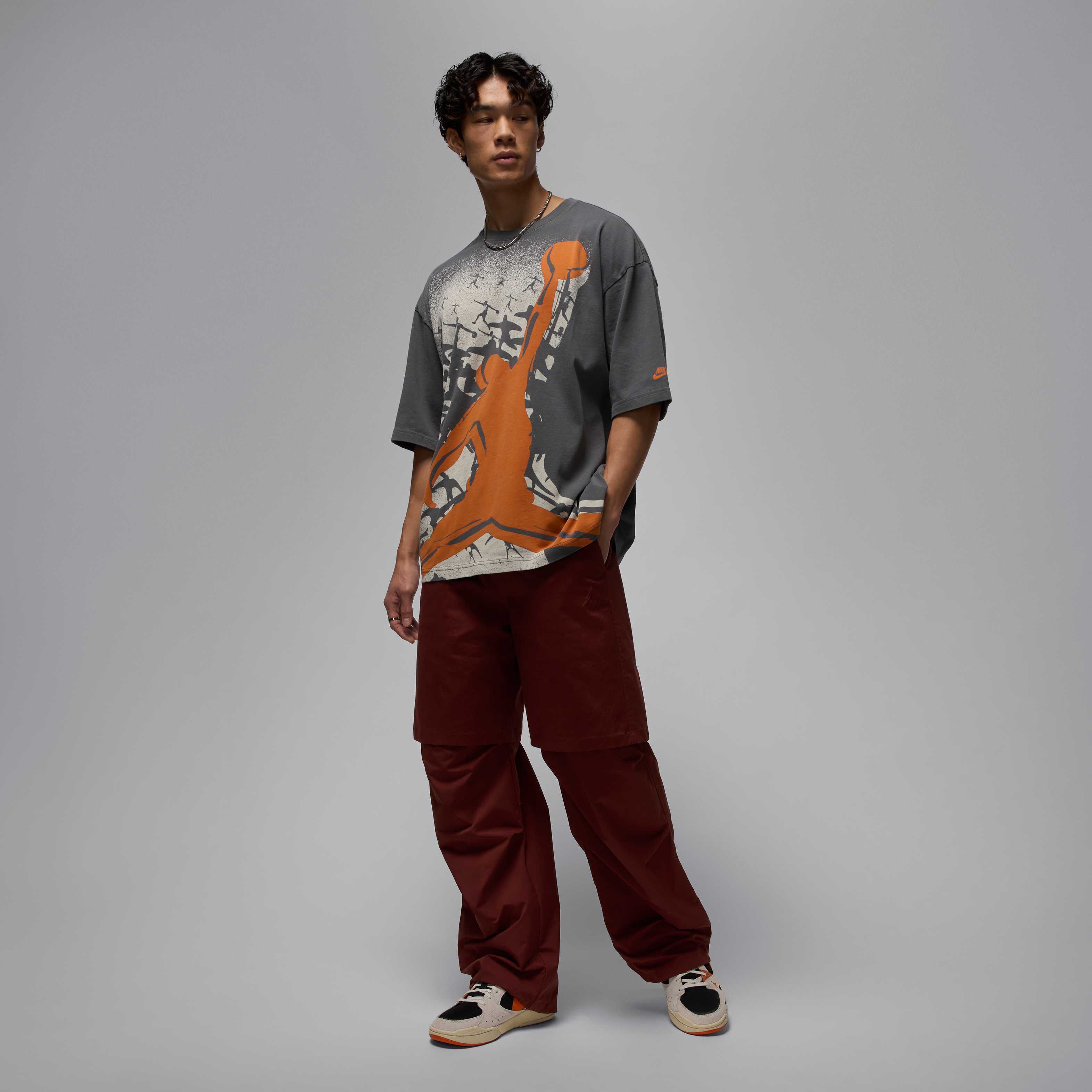 ★ Nike★ Jordan Flight Essential Oversized T-Shirt M Rust Jordan - JORDAN FLIGHT ESSENTIALS OVERSIZED SHORT SLEEVE