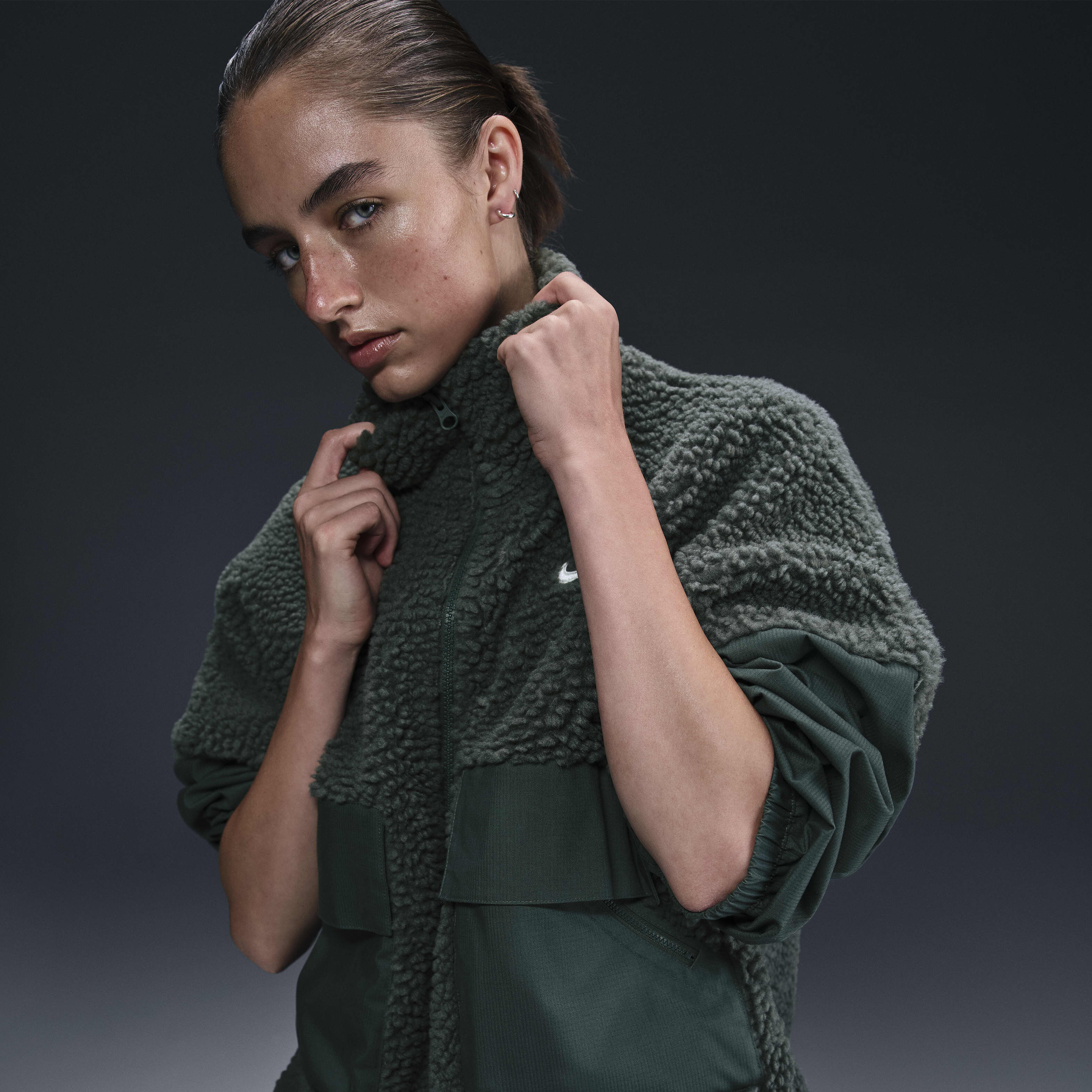 Buy Nike Sportswear Essential Women s Oversized Cosy Jacket Vintage Green Sail Nike Saudi Official
