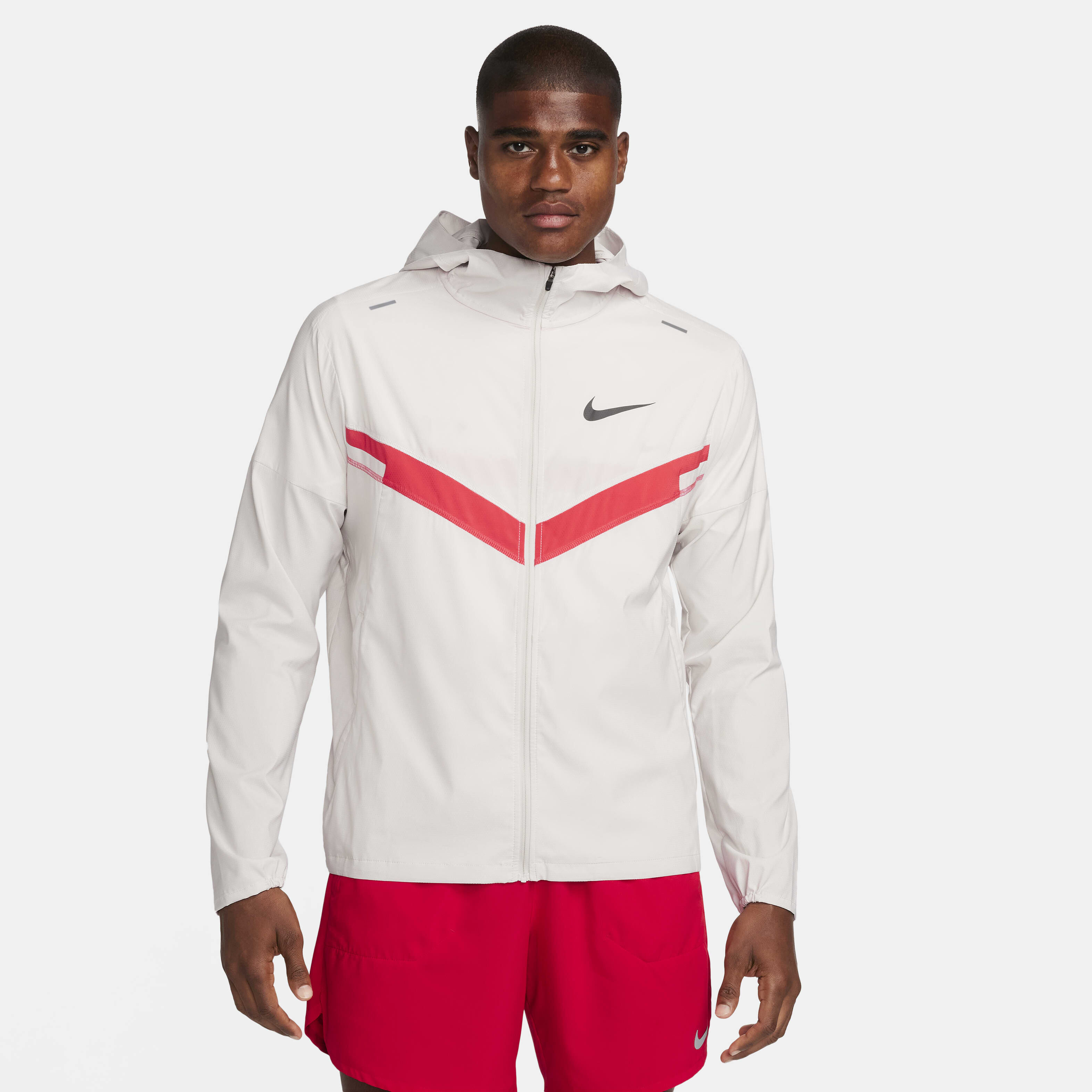Nike windbreaker white and red hot sale