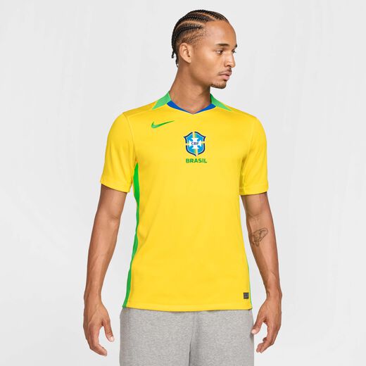 New In-Nike, Brazil 2025 Stadium Home (Women's Team), Men's Nike Dri-FIT Soccer Replica Jersey