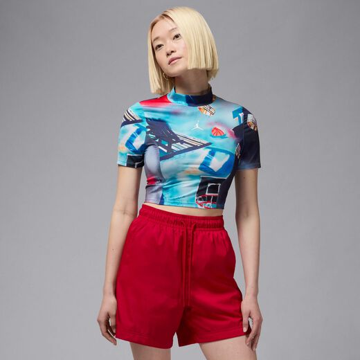 Matching Sets-JRDN, Jordan, Women's Printed Short-Sleeve Knit Crop Top