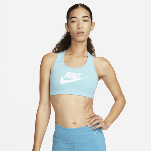 Nike Training Swoosh Futura graphic medium support sports bra in