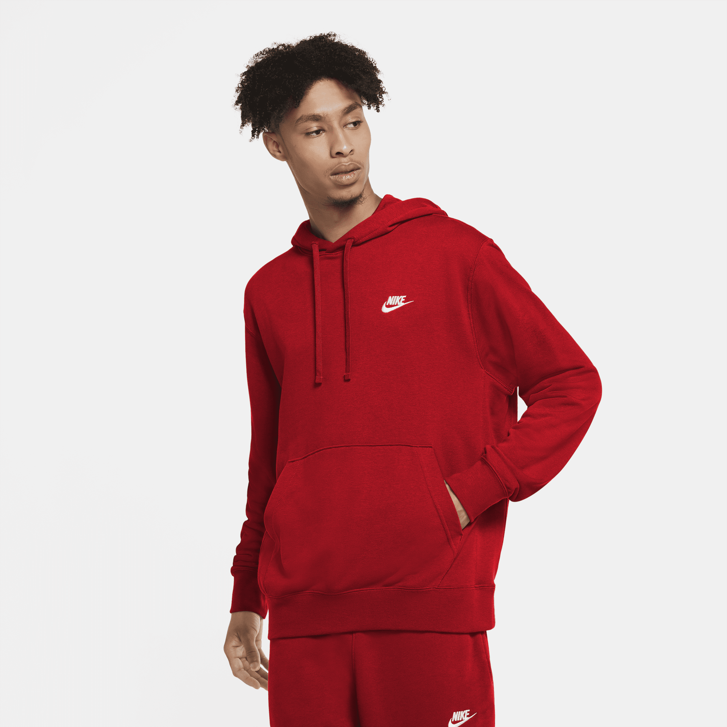 Nike club hoodie red outlet