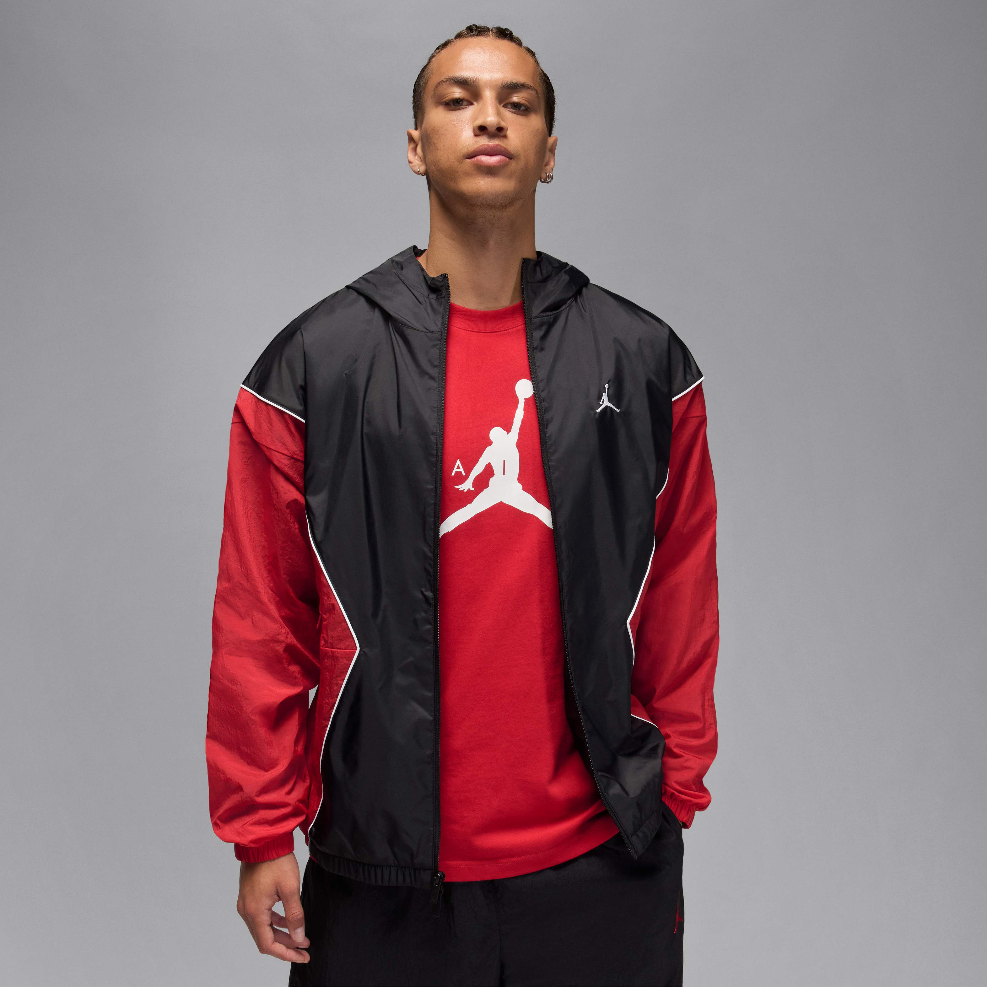 Buy Jordan Brooklyn Men's Hooded Draft Jacket - Black/Gym Red