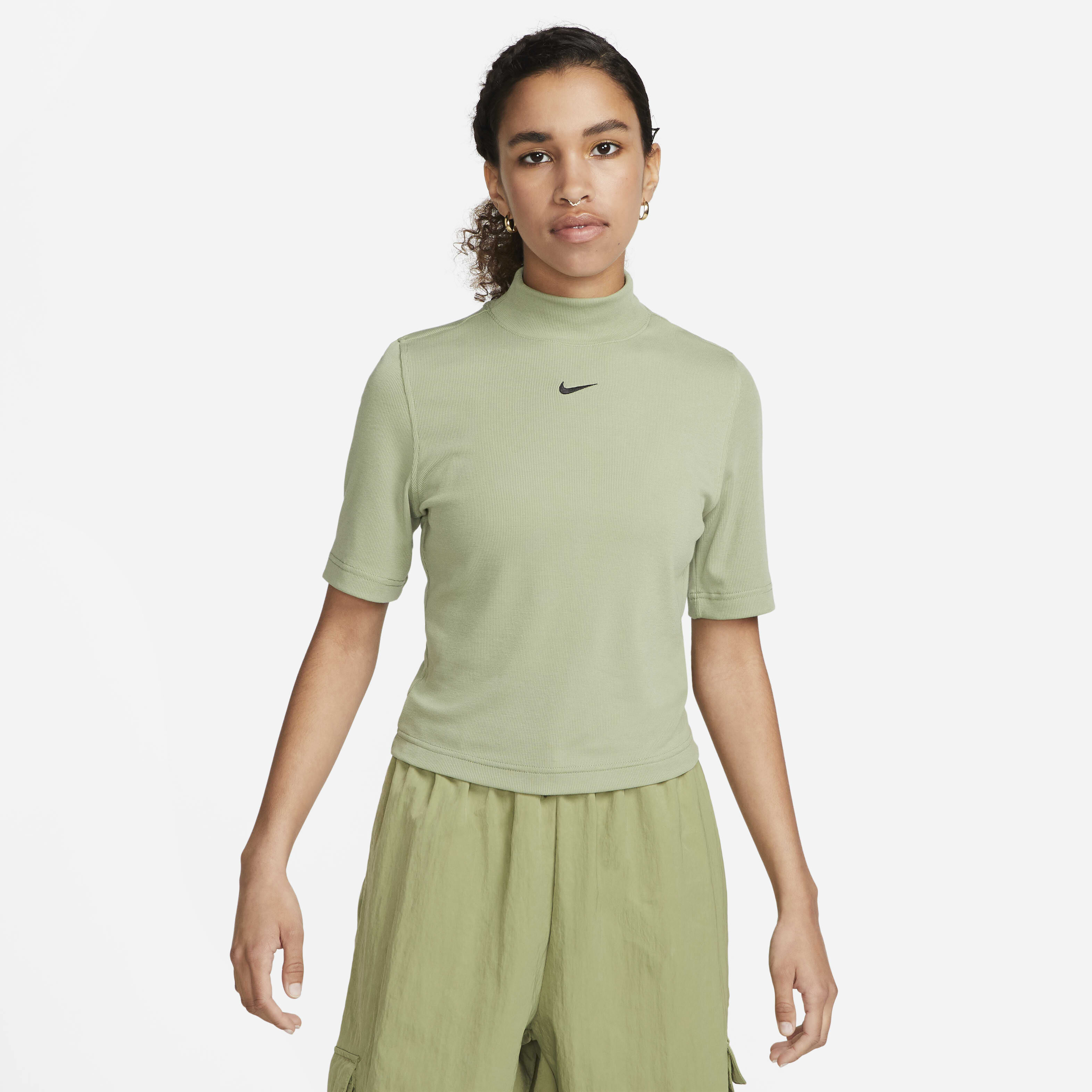 Buy Nike Sportswear Essentials Women s Ribbed Mock neck Short sleeve Top Nike Saudi Official