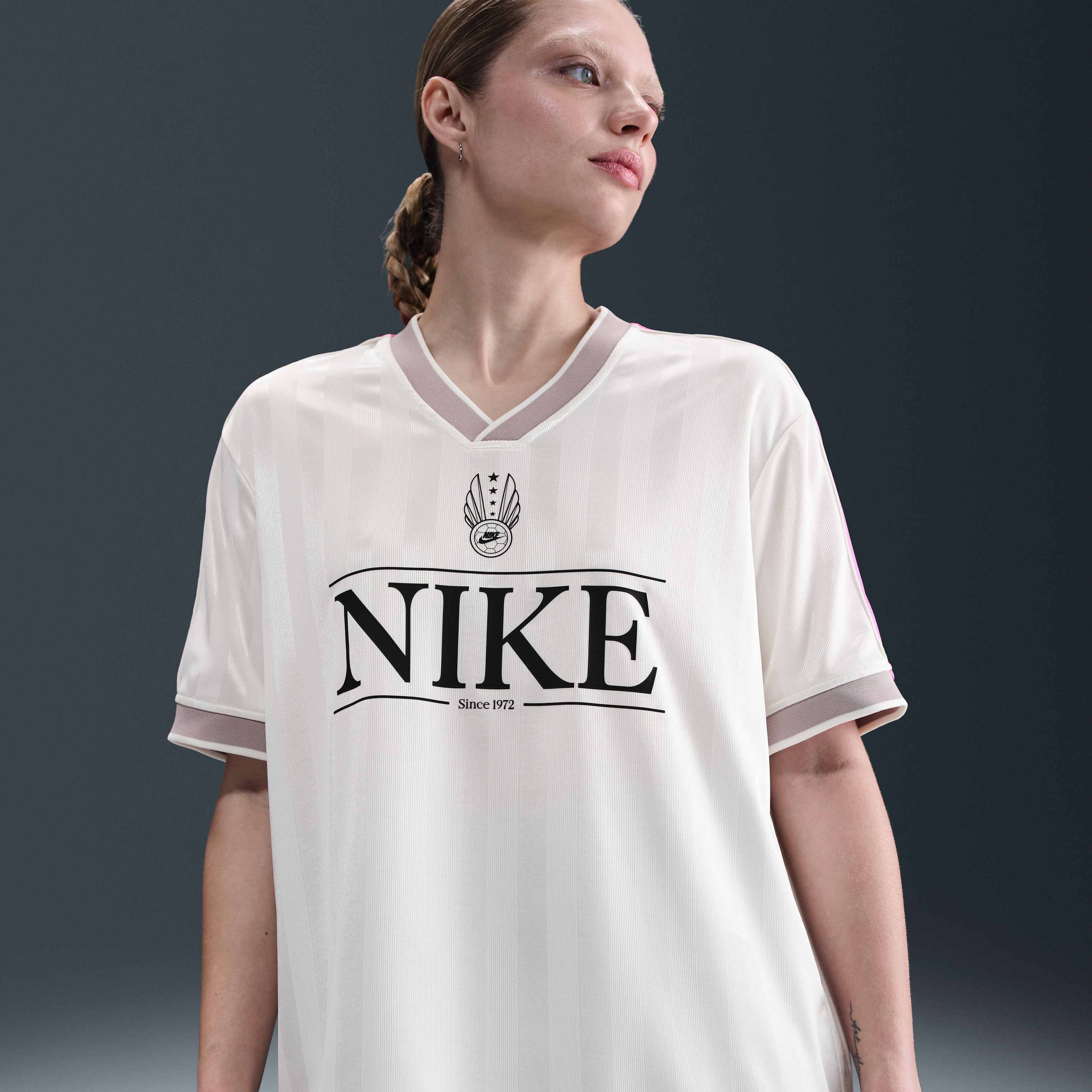 Buy Nike Sportswear Women's V-Neck Jersey Top - Sail/Playful Pink